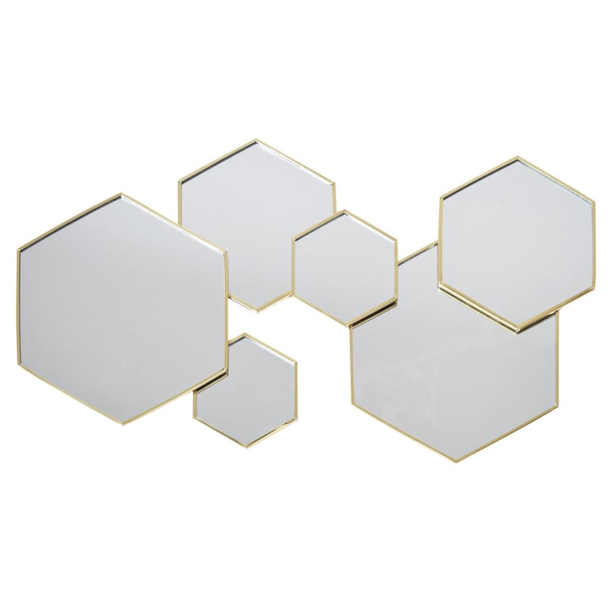 The Home Deco Factory Lot de 6 Miroirs Muraux  Hexagonal  57cm Or