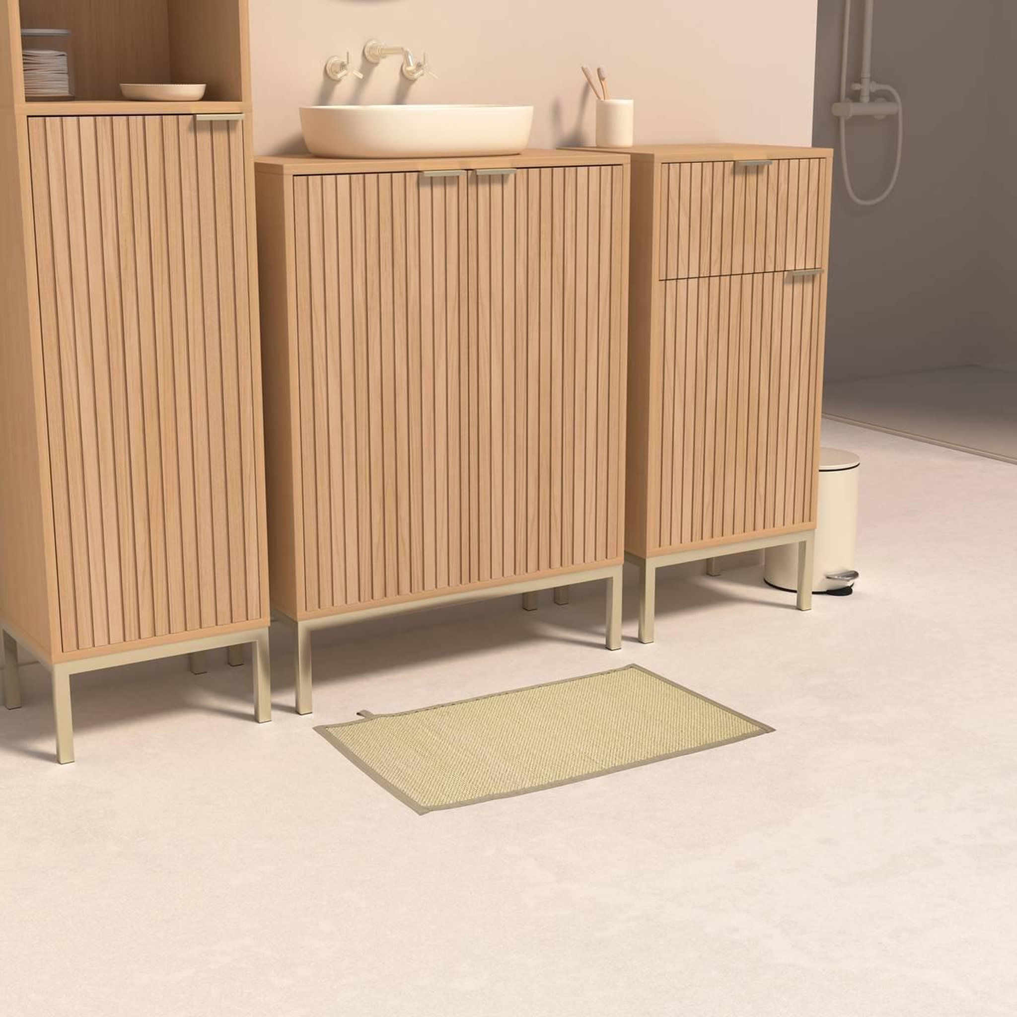 Voir la diapositive 6 : FIVE Tapis de salle de bain en bambou  stemy  50x80cm beige