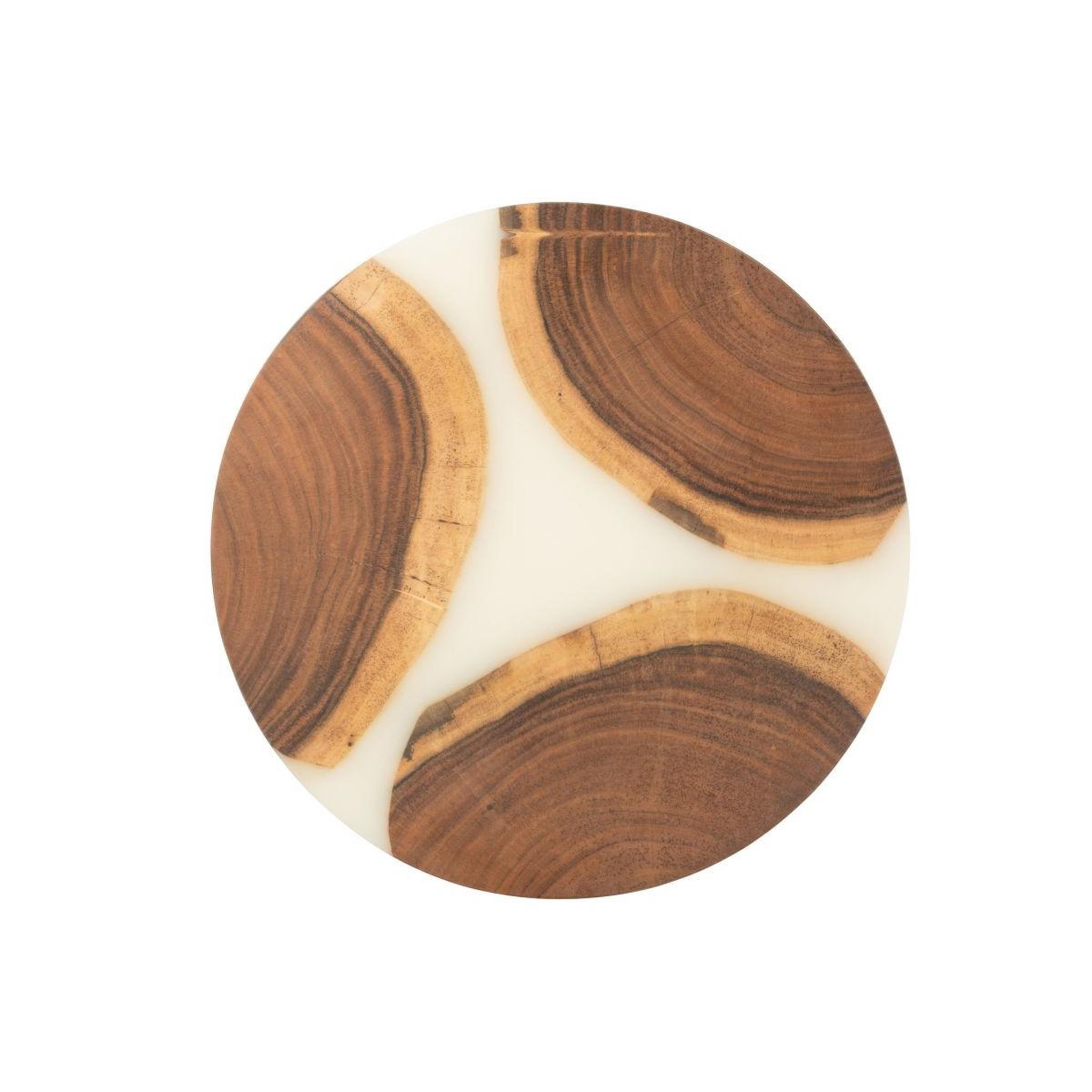 Voir la diapositive 2 : J-LINE Planche à Découper Ronde en Bois  Douglas  41cm Naturel & Blanc