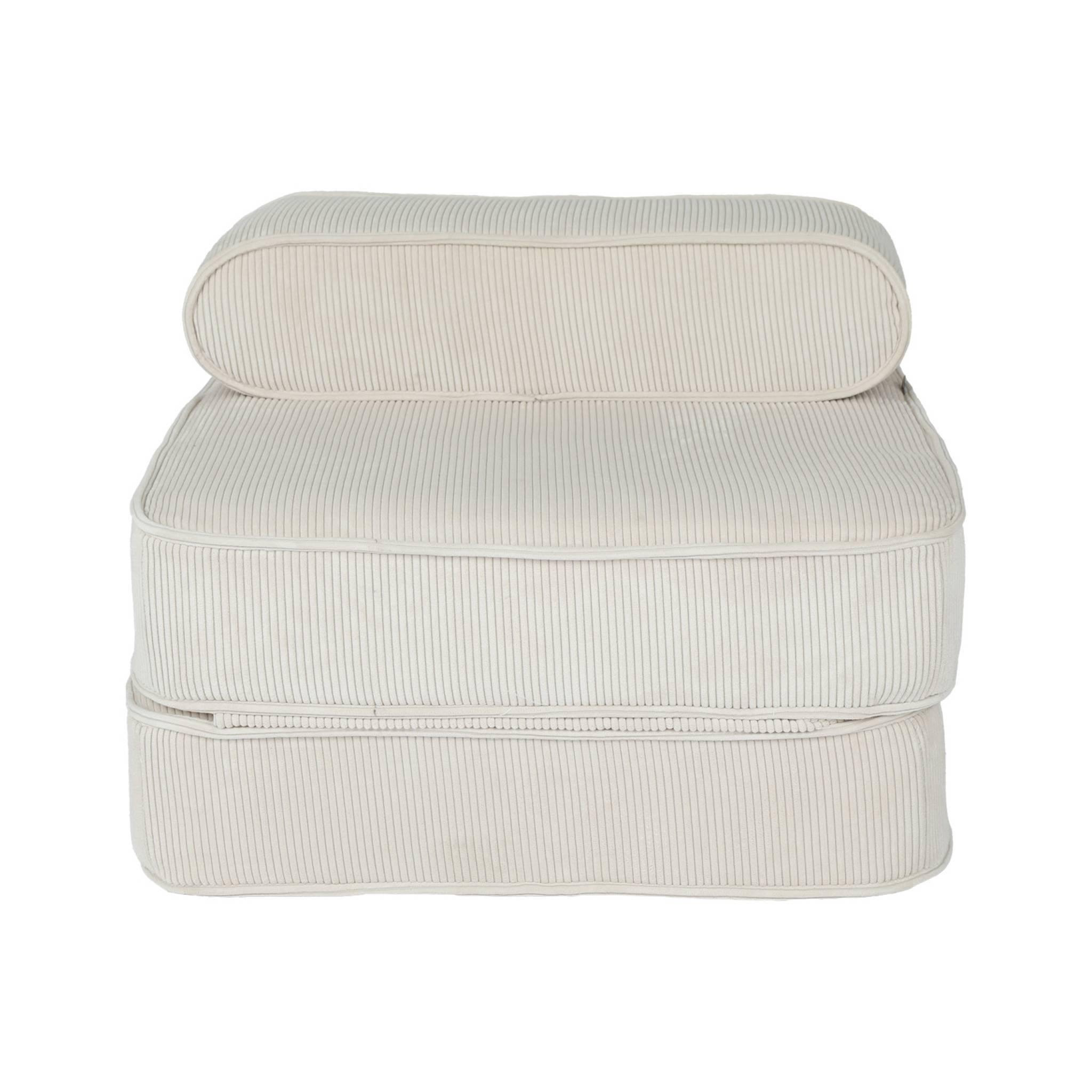 Voir la diapositive 5 : SWEEEK Fauteuil enfant en velours côtelé dépliable. couleur crème. L 66 x P 62 x H 43.5 cm