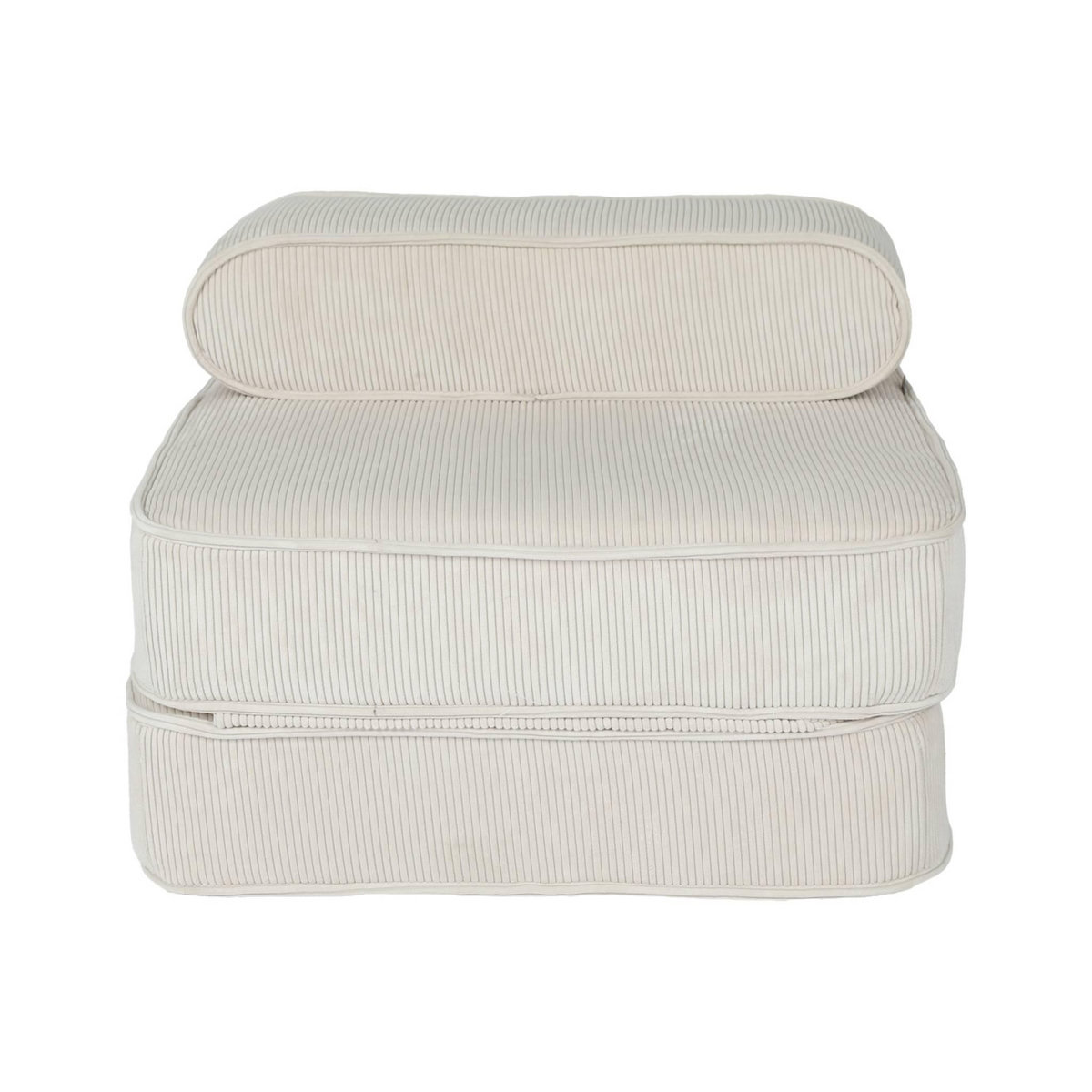 SWEEEK Fauteuil enfant en velours côtelé dépliable. couleur crème. L 66 x P 62 x H 43.5 cm