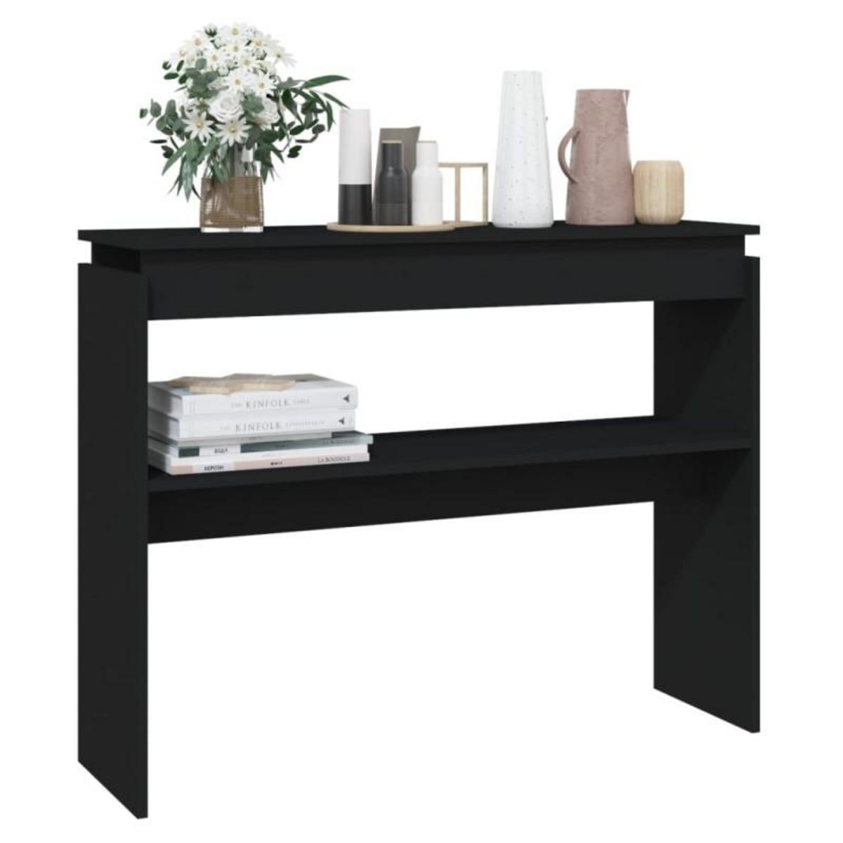 VIDAXL Table console noir 102x30x80 cm bois d ingénierie