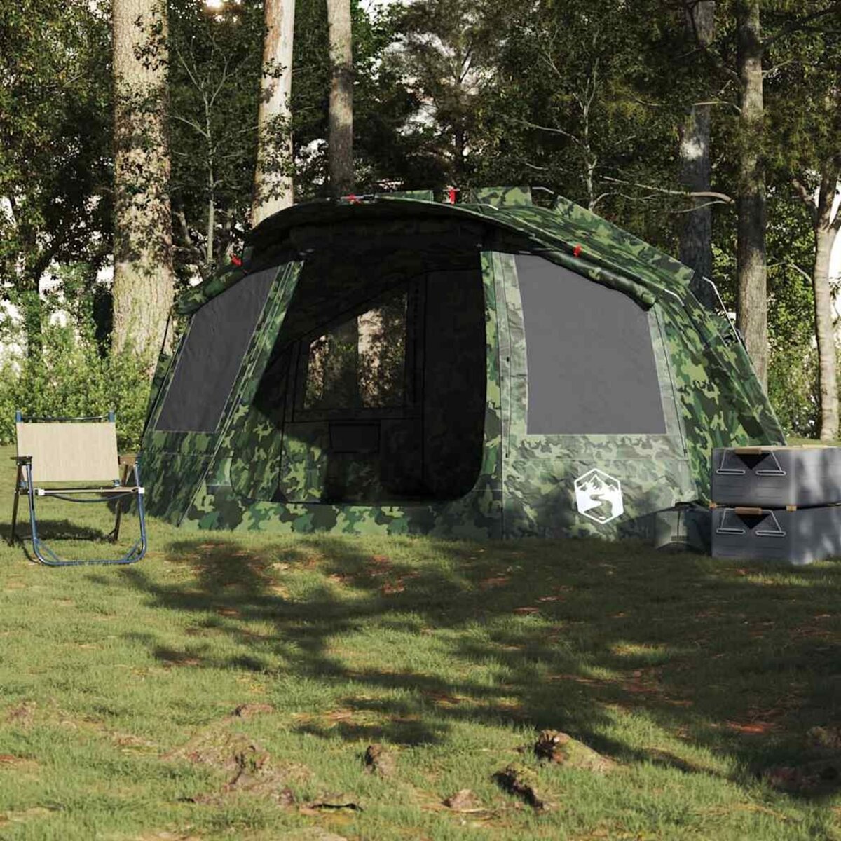 VIDAXL Tente de peche 5 personnes camouflage impermeable