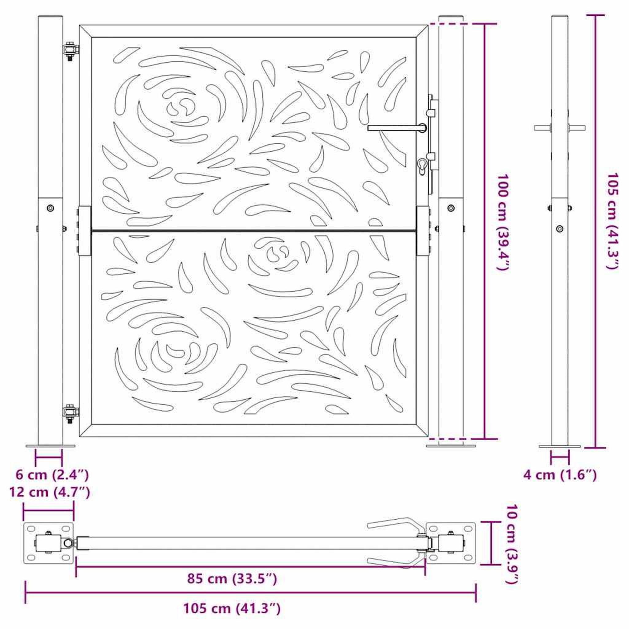 Voir la diapositive 6 : VIDAXL Porte jardin acier resistant aux intemperies conception flamme