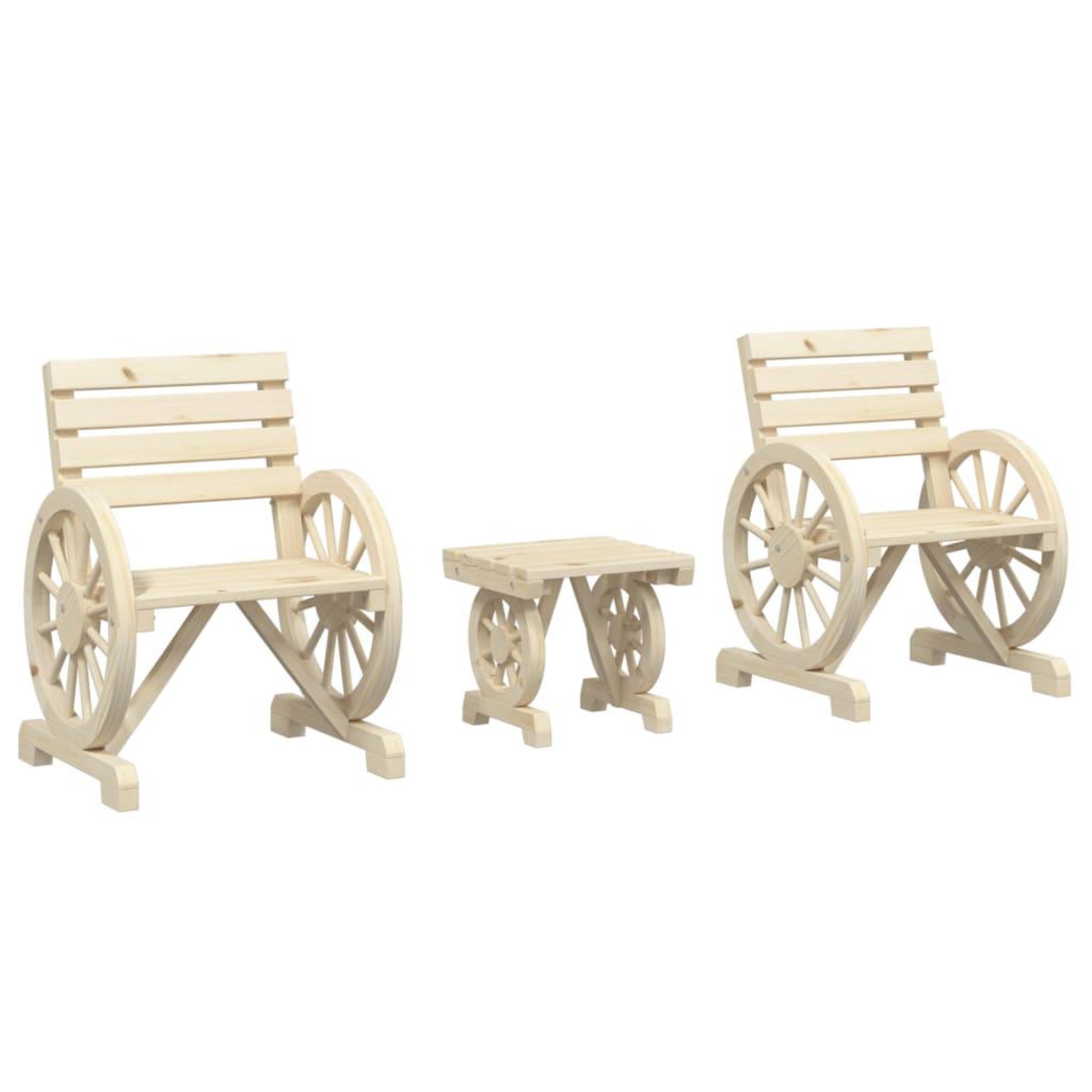 Voir la diapositive 2 : VIDAXL Salon de jardin 3 pcs bois de sapin massif