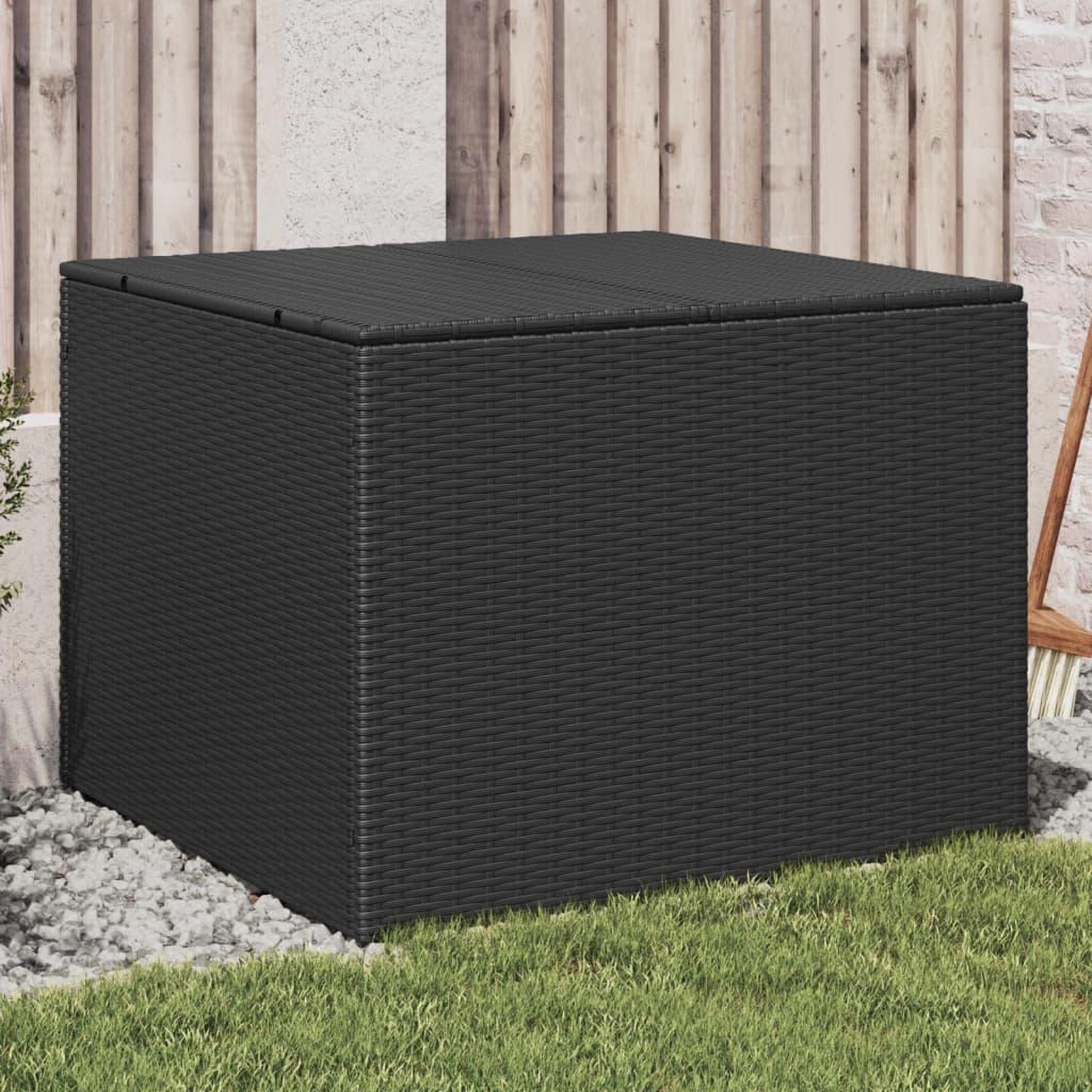 VIDAXL Boîte de rangement de jardin noir 291L resine tressee