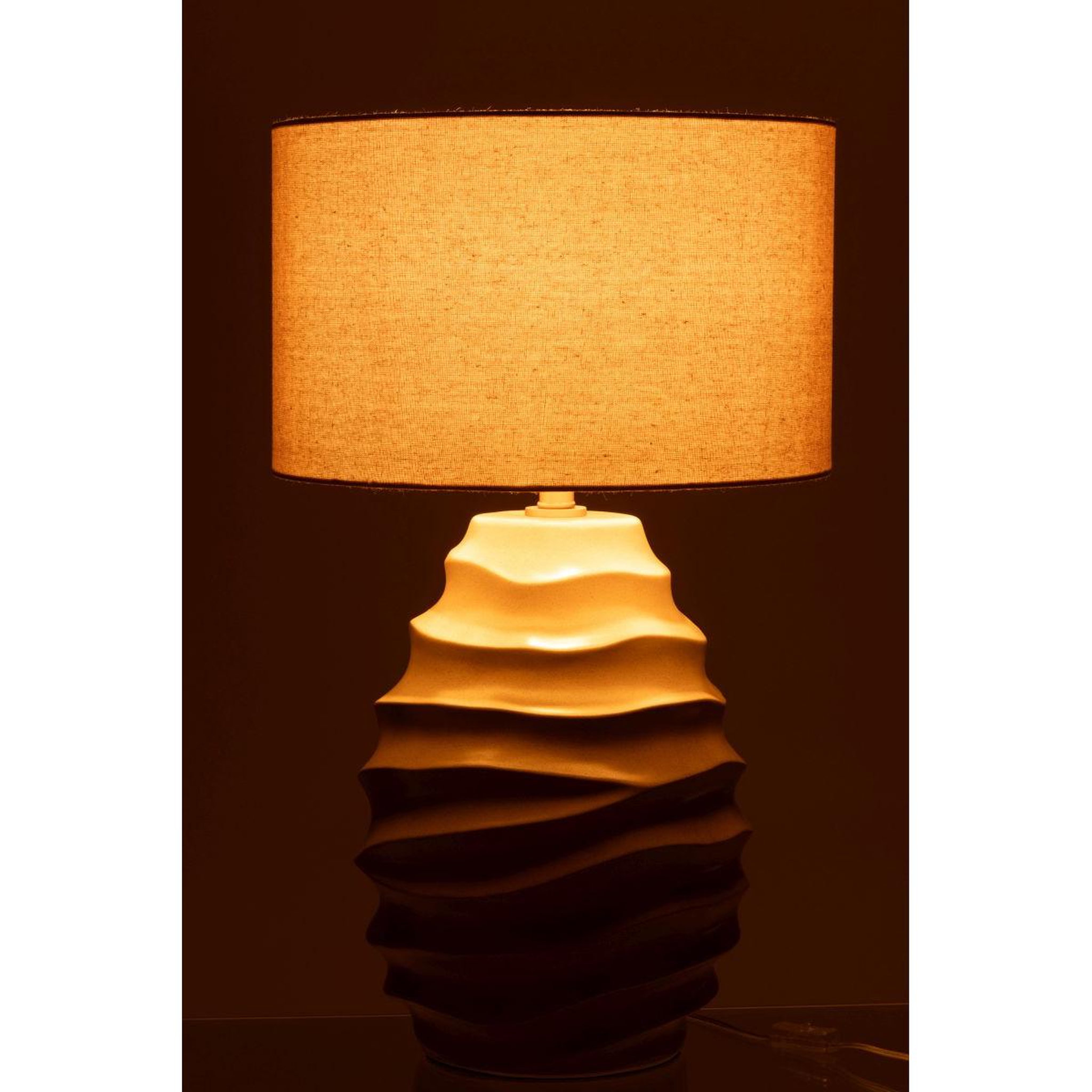 Voir la diapositive 3 : J-LINE Lampe à poser en céramique  vague  68cm beige