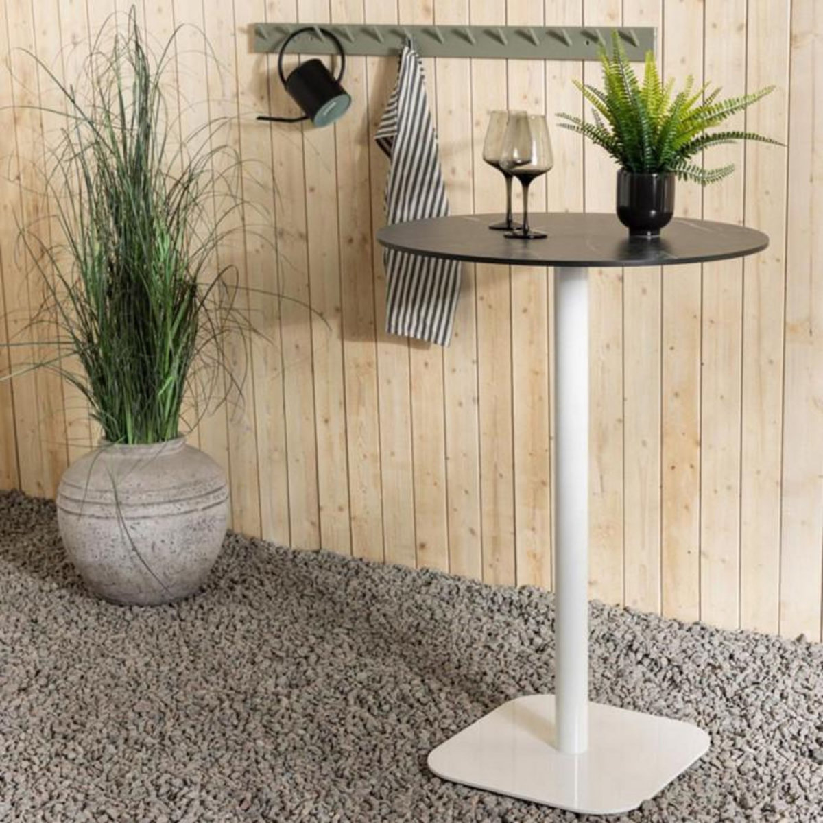 Paris Prix Table de Bar de Jardin  Milano  100cm Gris & Blanc