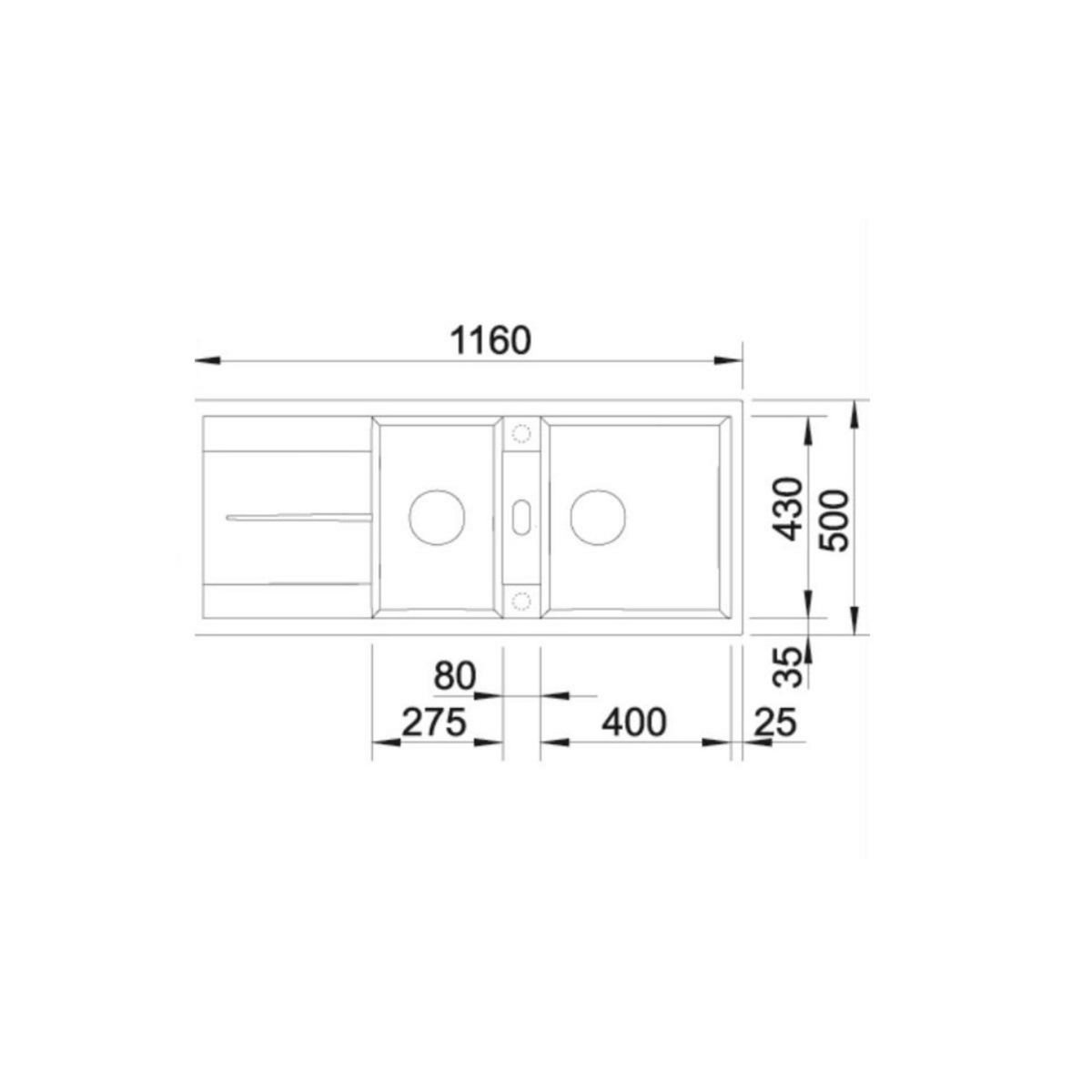 Blanco Evier à encastrer 80cm manuel blanc avec siphon - 513260