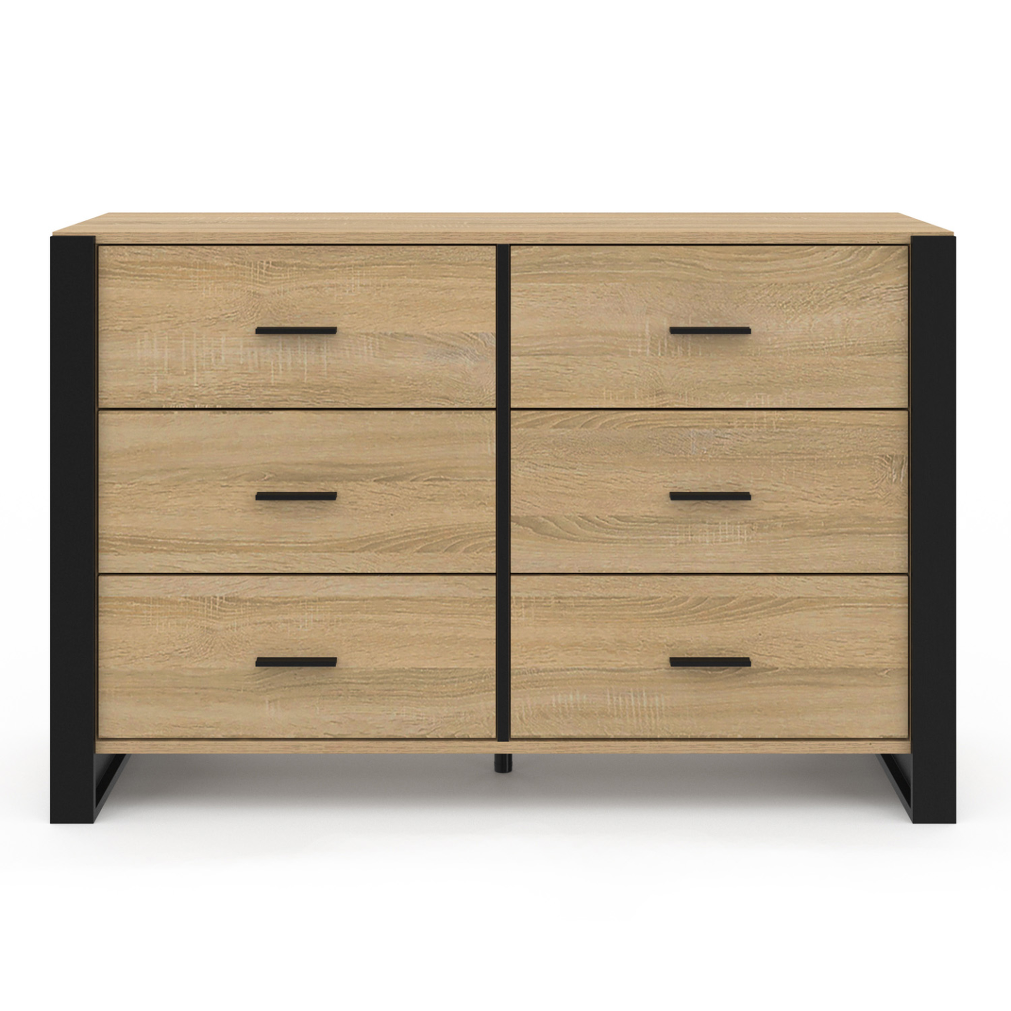 Voir la diapositive 3 : ID MARKET Commode 6 tiroirs onyx 115 cm bois et noir