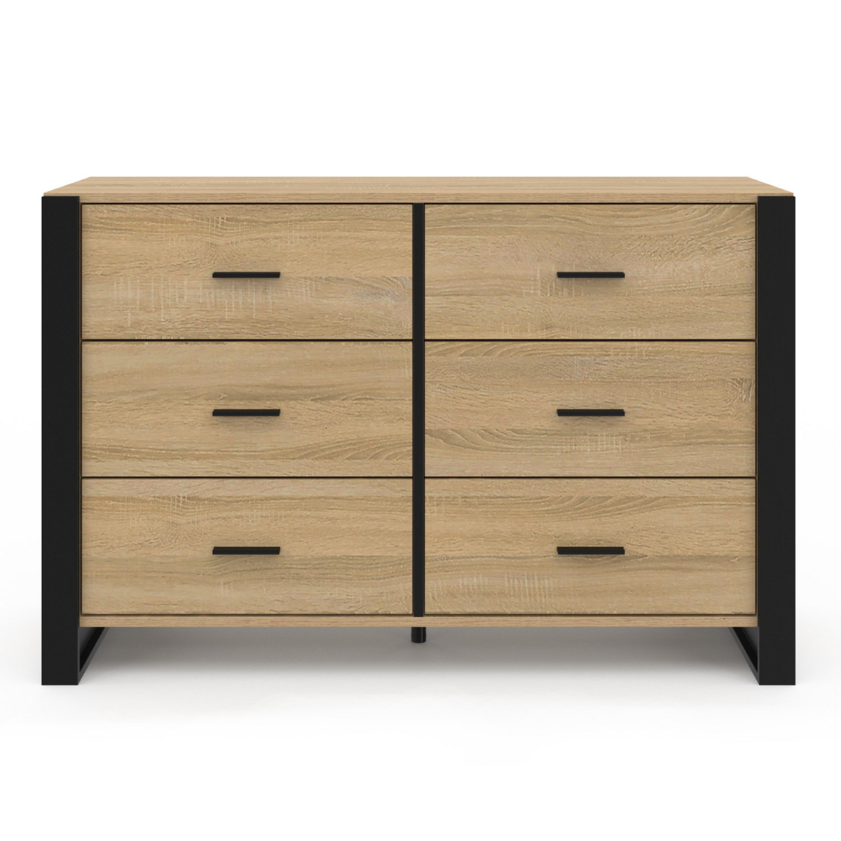 ID MARKET Commode 6 tiroirs ONYX 115 cm bois et noir