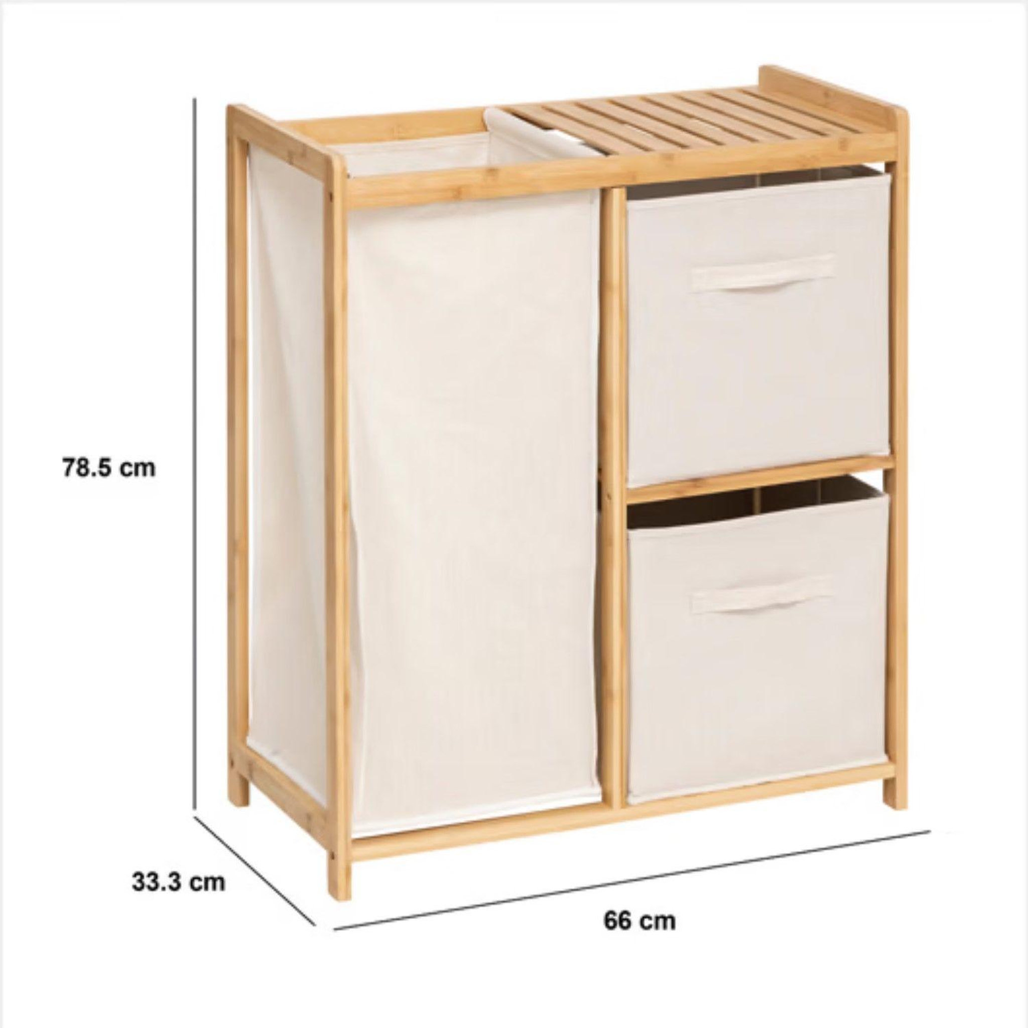 Voir la diapositive 3 : FIVE Étagère avec 1 panier à linge et 2 paniers de rangement TIDY BOX - Beige