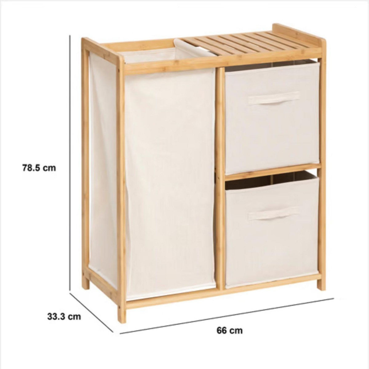 FIVE Étagère avec 1 panier à linge et 2 paniers de rangement TIDY BOX - Beige