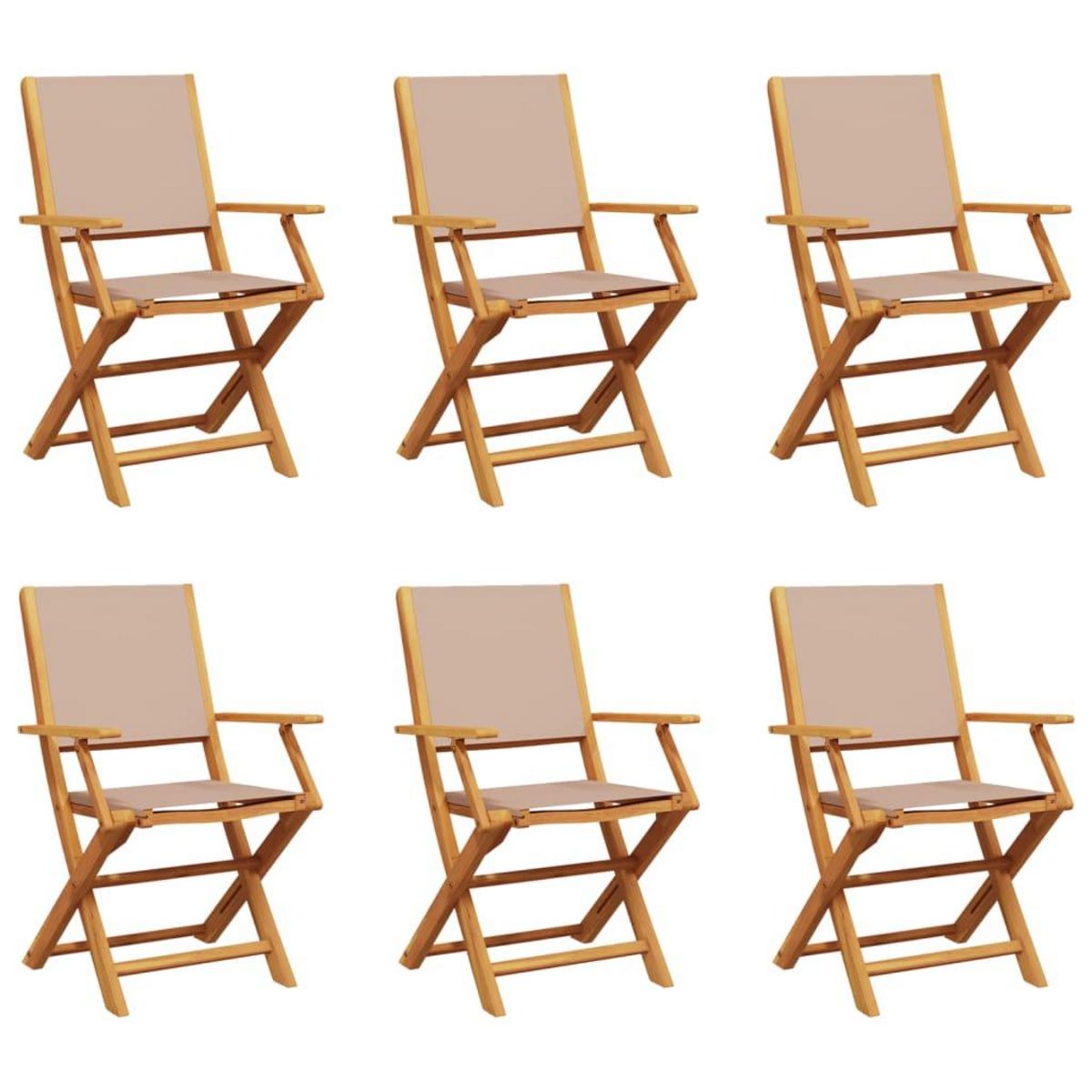 VIDAXL Chaises de jardin pliantes lot de 6 taupe tissu et bois massif