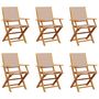 Voir la diapositive 2 : VIDAXL Chaises de jardin pliantes lot de 6 taupe tissu et bois massif