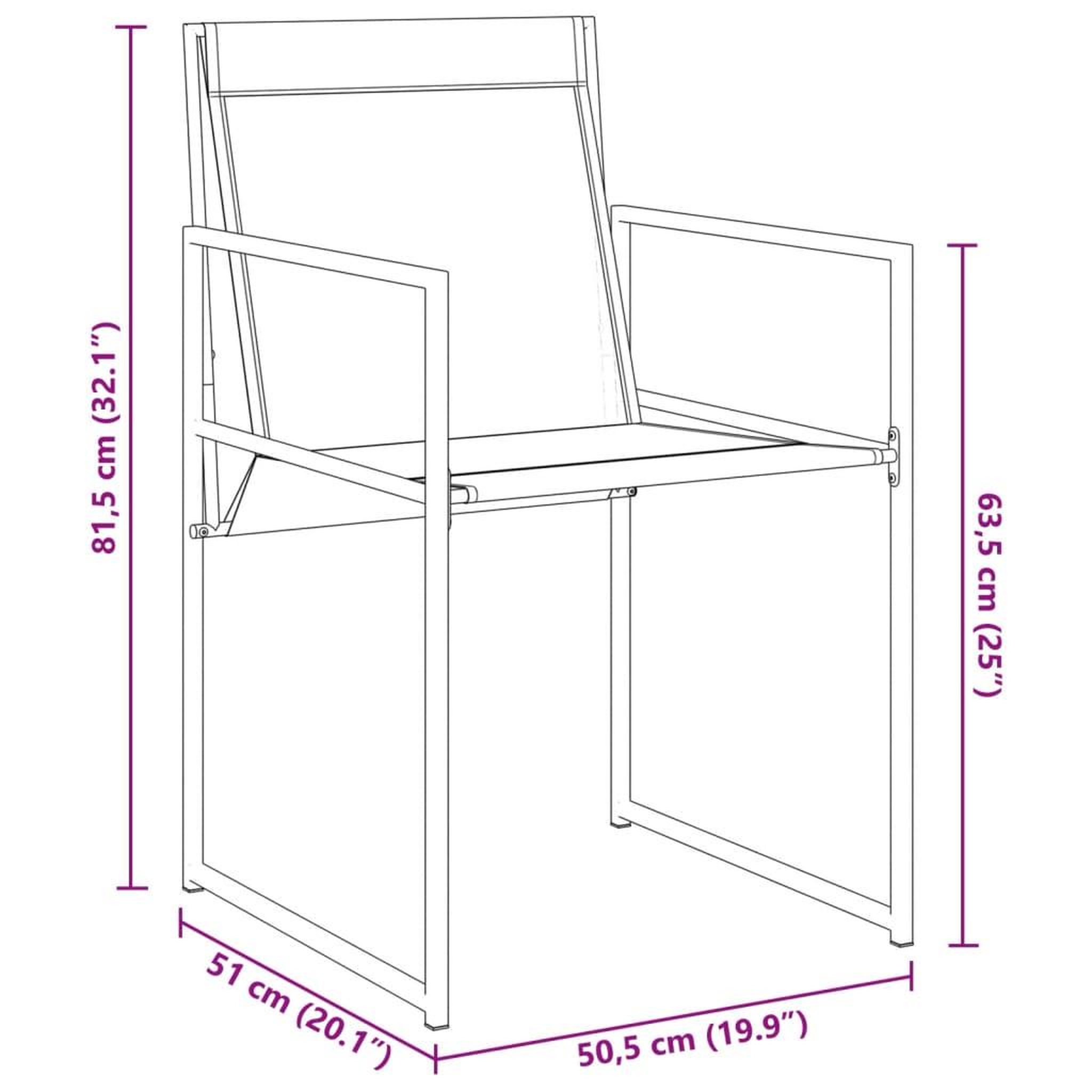 Voir la diapositive 6 : VIDAXL Chaises de jardin 4 pcs noir acier et textilene