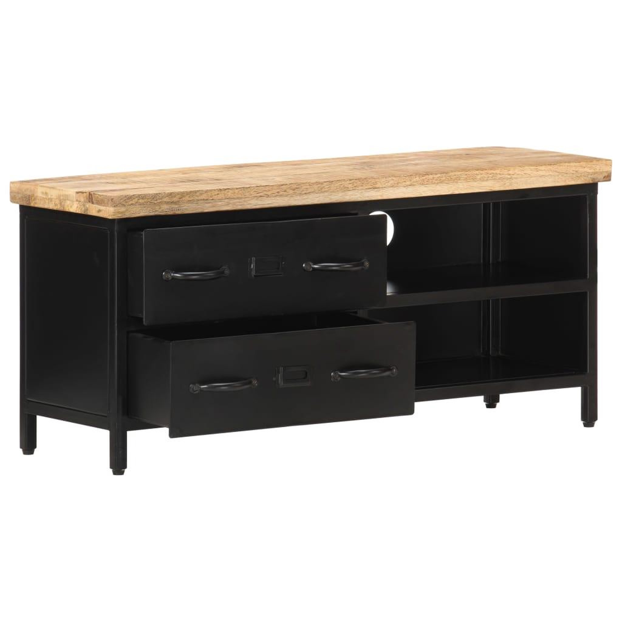 Voir la diapositive 2 : VIDAXL Meuble tv 90x30x41 cm bois de manguier brut