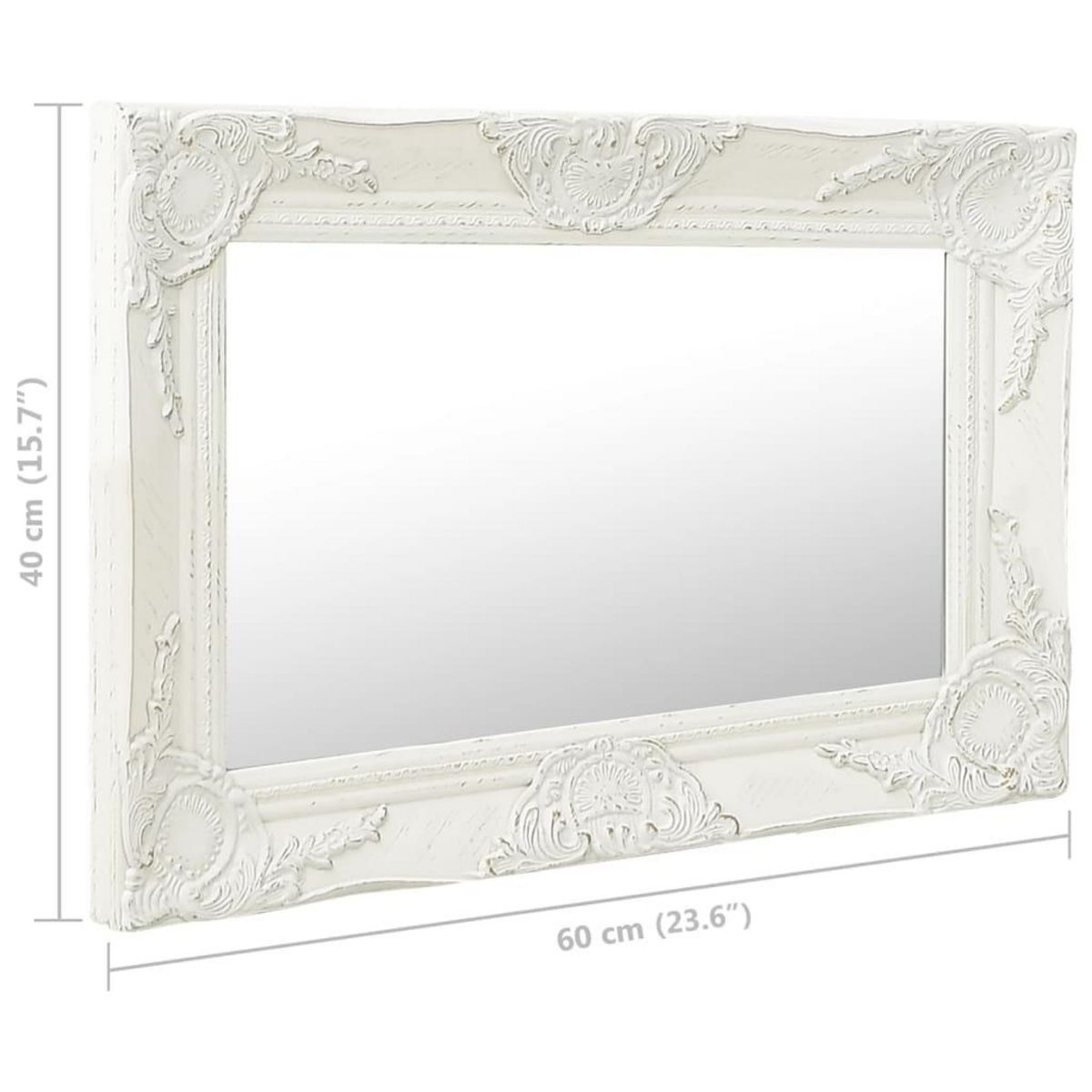 VIDAXL Miroir mural style baroque 60x40 cm Blanc