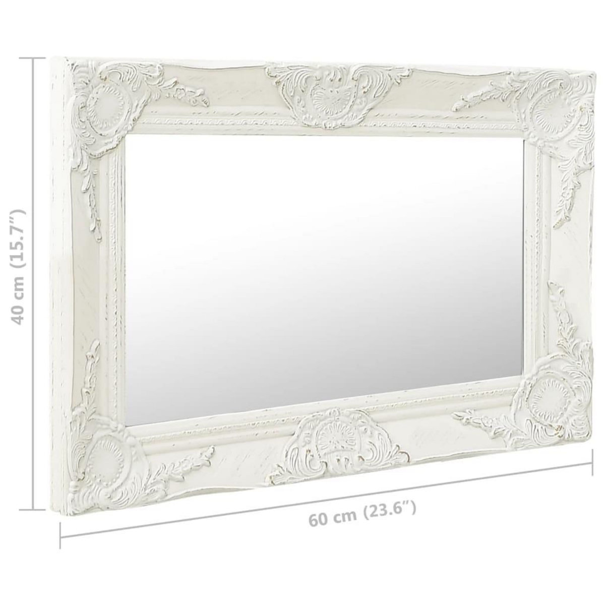 VIDAXL Miroir mural style baroque 60x40 cm Blanc