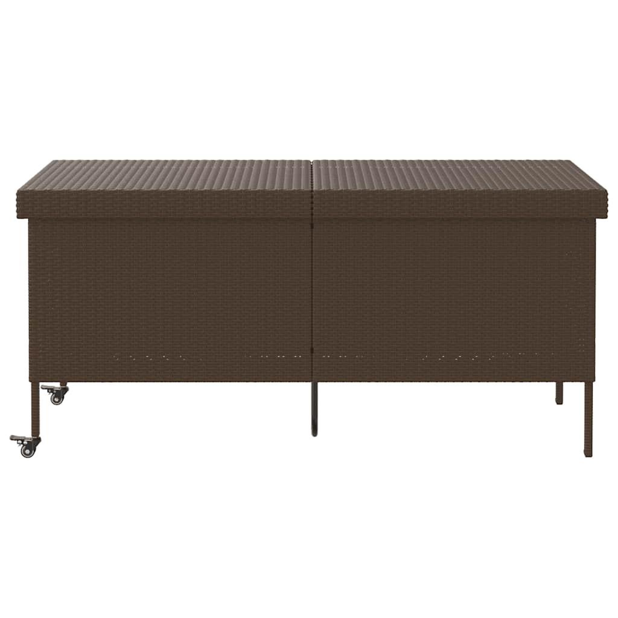 Voir la diapositive 3 : VIDAXL Boîte rangement jardin roues marron 160x55x75 cm resine tressee
