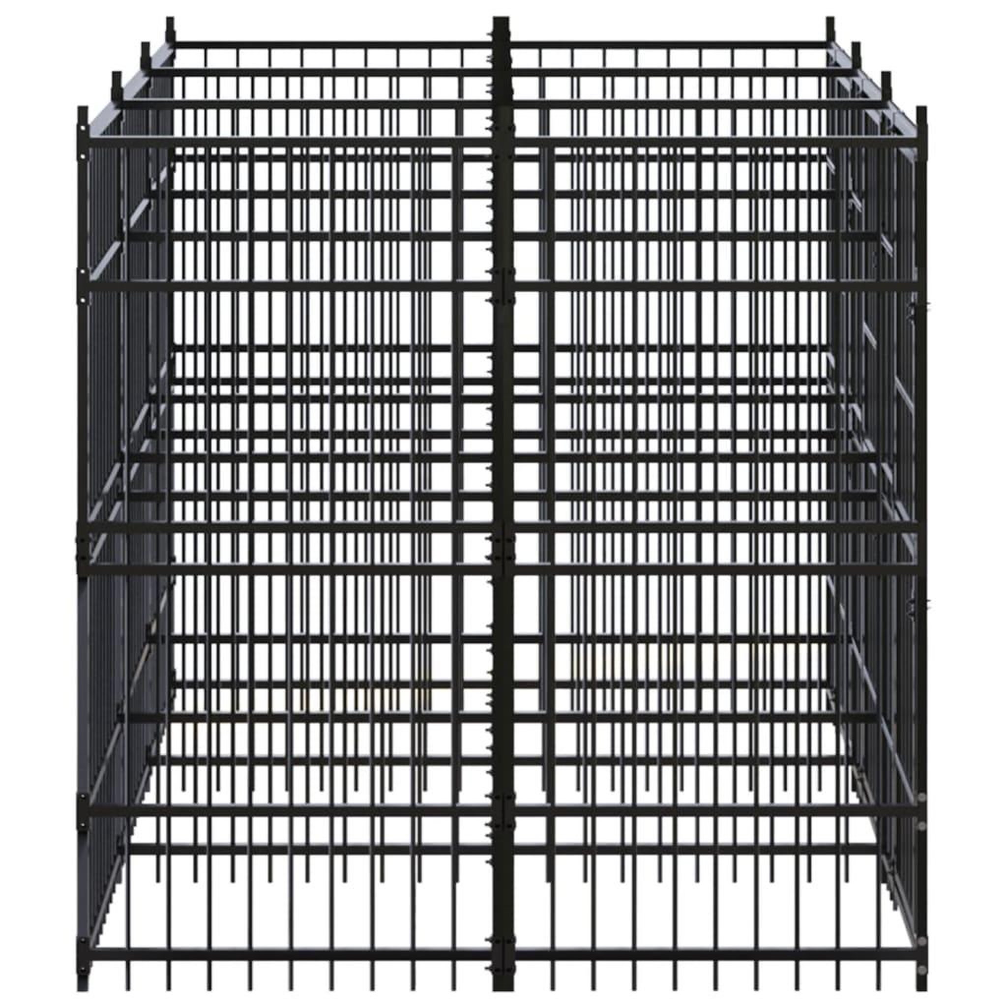 Voir la diapositive 3 : VIDAXL Chenil d'exterieur pour chiens Acier 5,53 m²