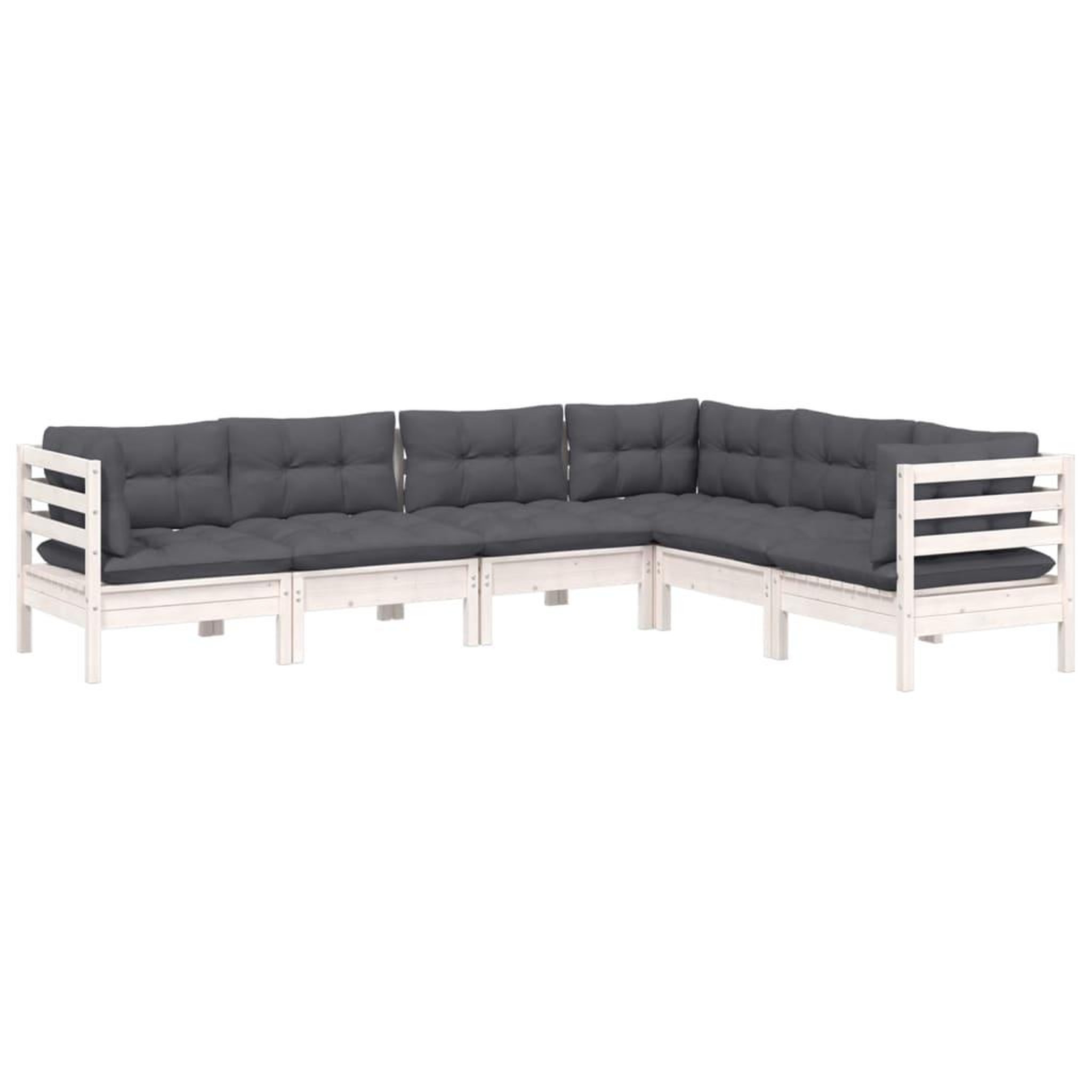 Voir la diapositive 3 : VIDAXL Salon de jardin 6 pcs avec coussins blanc bois de pin massif