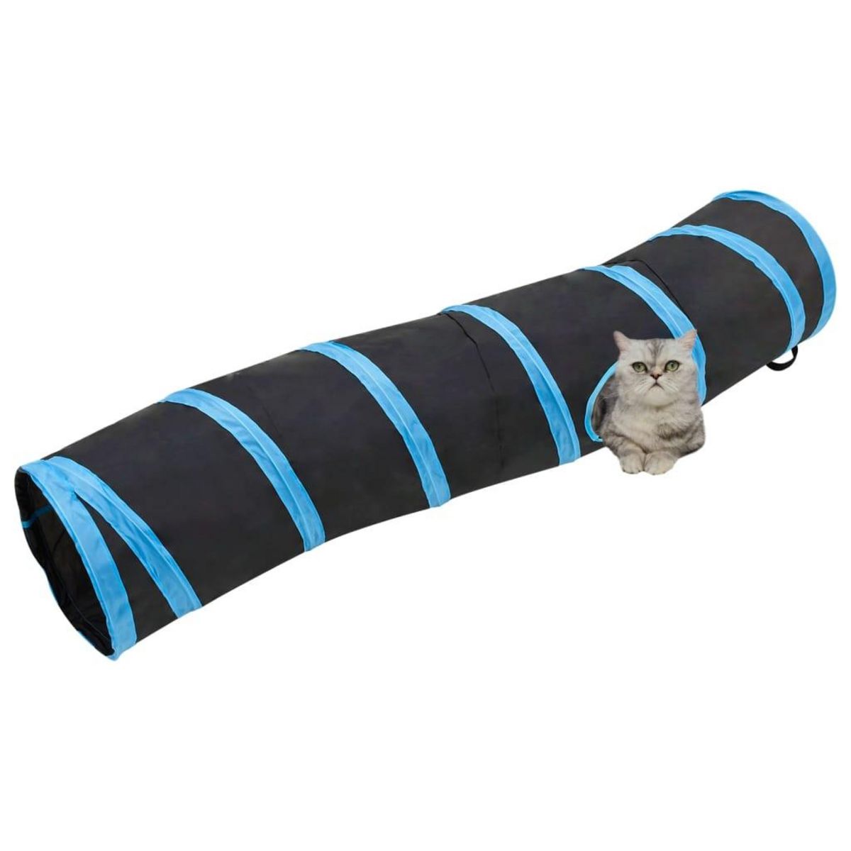 VIDAXL Tunnel pour chats en forme de S Noir et bleu 122 cm Polyester