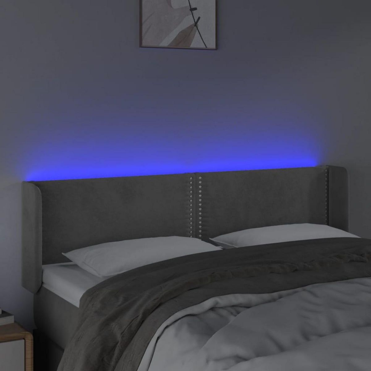 VIDAXL Tete de lit a LED Gris clair 147x16x78/88 cm Velours