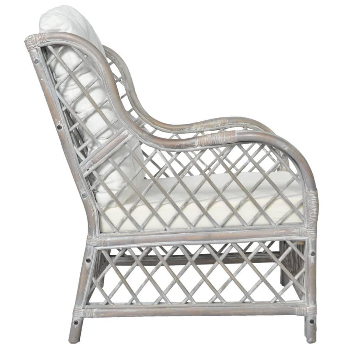 VIDAXL Canape avec coussin Gris Rotin naturel et lin