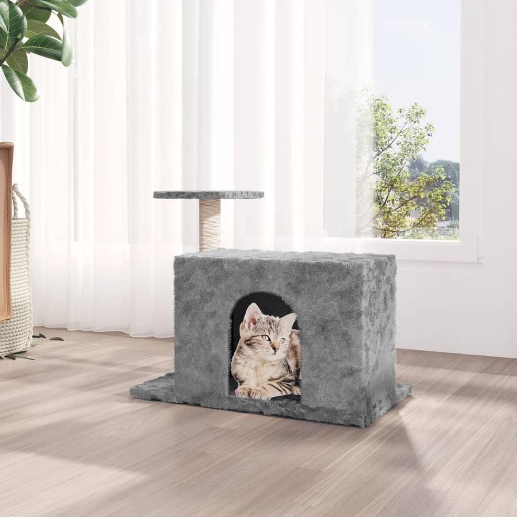 VIDAXL Arbre a chat avec griffoir en sisal Gris clair 51 cm