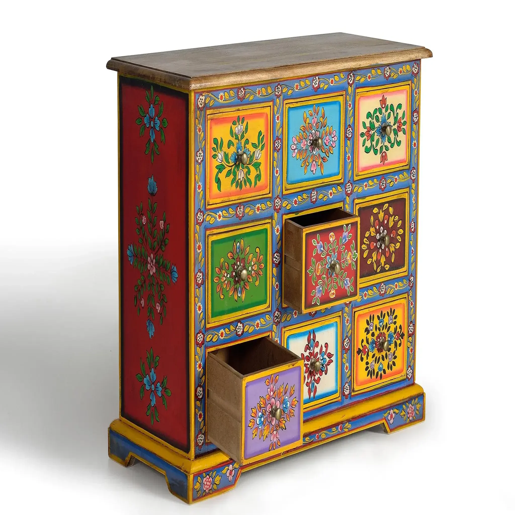 Voir la diapositive 2 : GINER Y COLOMER SL Meuble d'appoint en bois de manguier et mdf 70 cm style ethnique