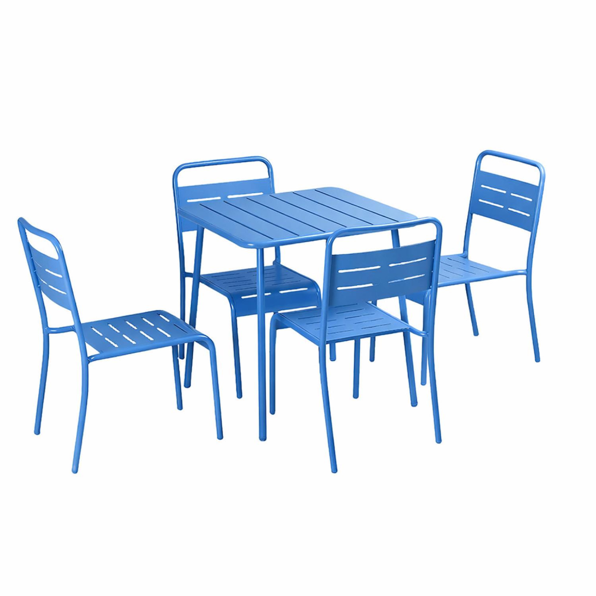 CONCEPT USINE Ensemble table de jardin carrée et 4 chaises bleu bergame