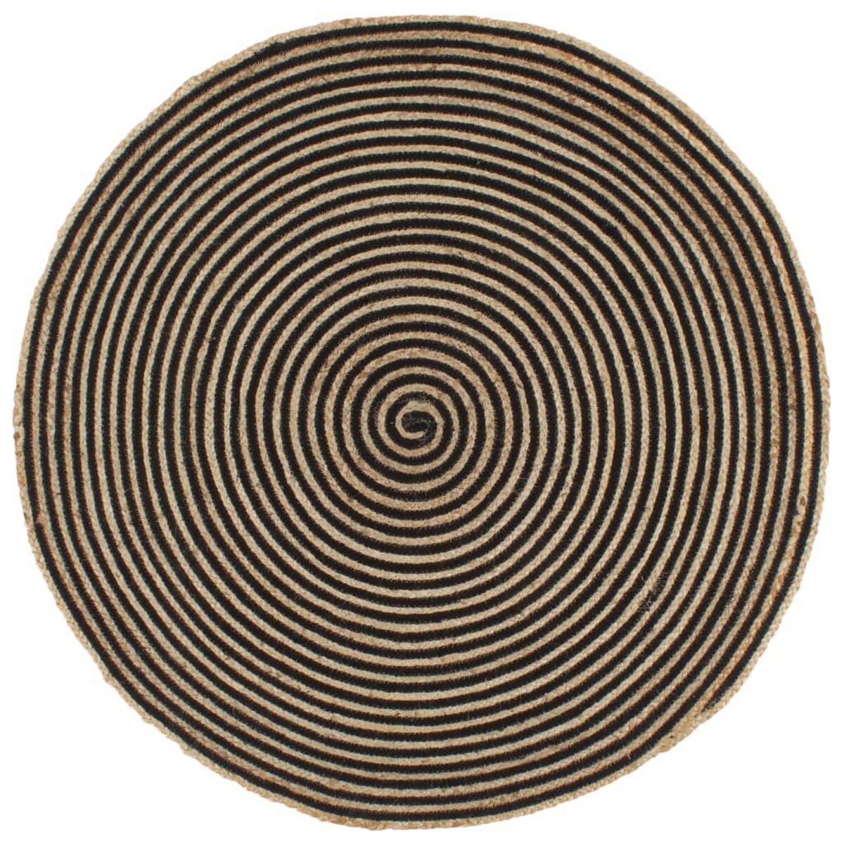 VIDAXL Tapis fait a la main Jute avec design de spirale Noir 90 cm