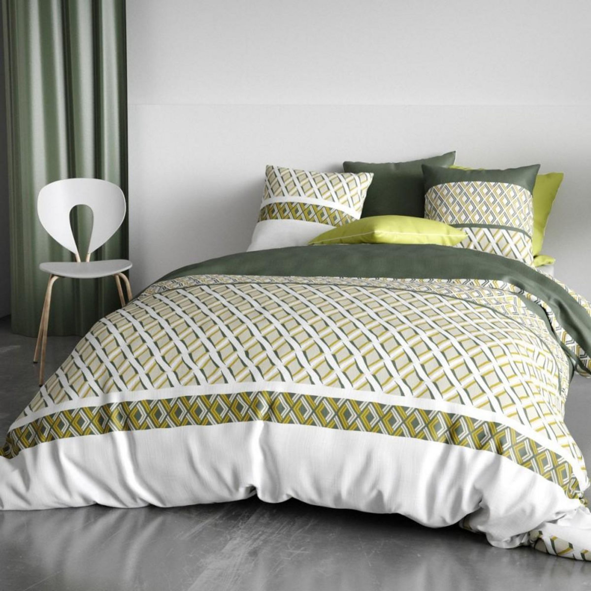 ATELIER DU COTON Housse de couette 260x240 NAYAA + 2 taies coton 57 fils