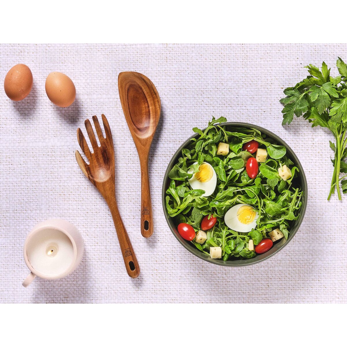 BJORN Couverts à salade en bois d'acacia SKOV