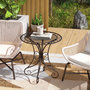 Voir la diapositive 2 : OUTSUNNY Table de jardin ronde 2 places style fer forgé dia. 85 cm métal brun
