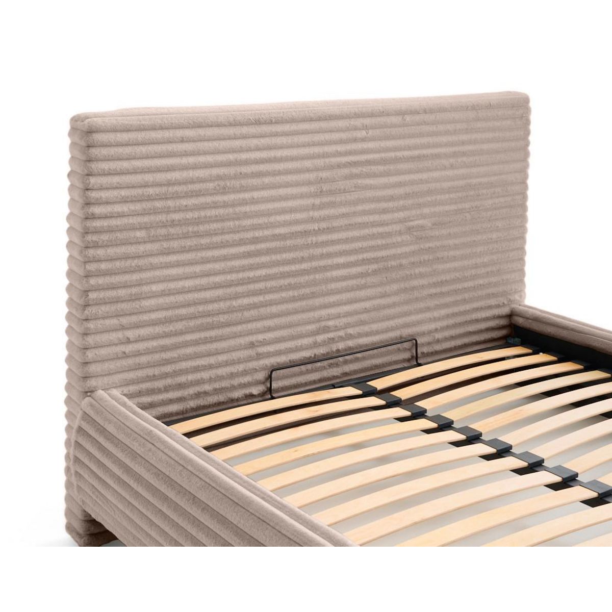 BEST MOBILIER Cristal - lit coffre avec bout de lit - 160x200 - sommier inclus - fausse fourrure côtelée