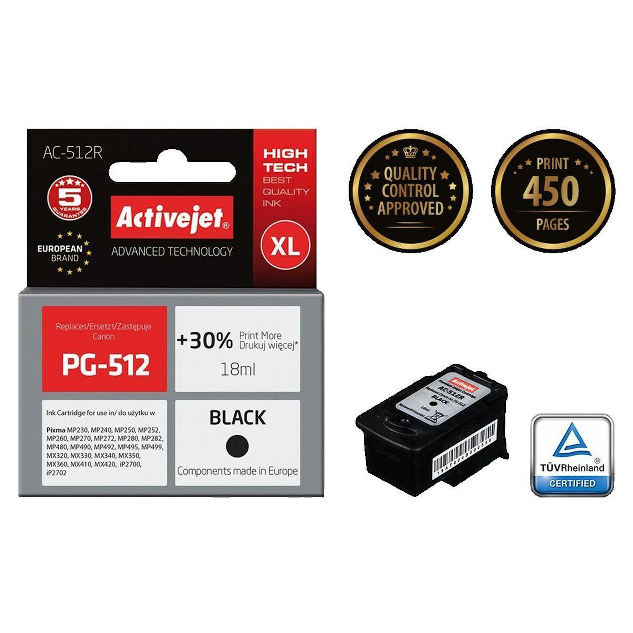 Voir la diapositive 2 : ActiveJet Cartouche d'encre Activejet AC-512R noire