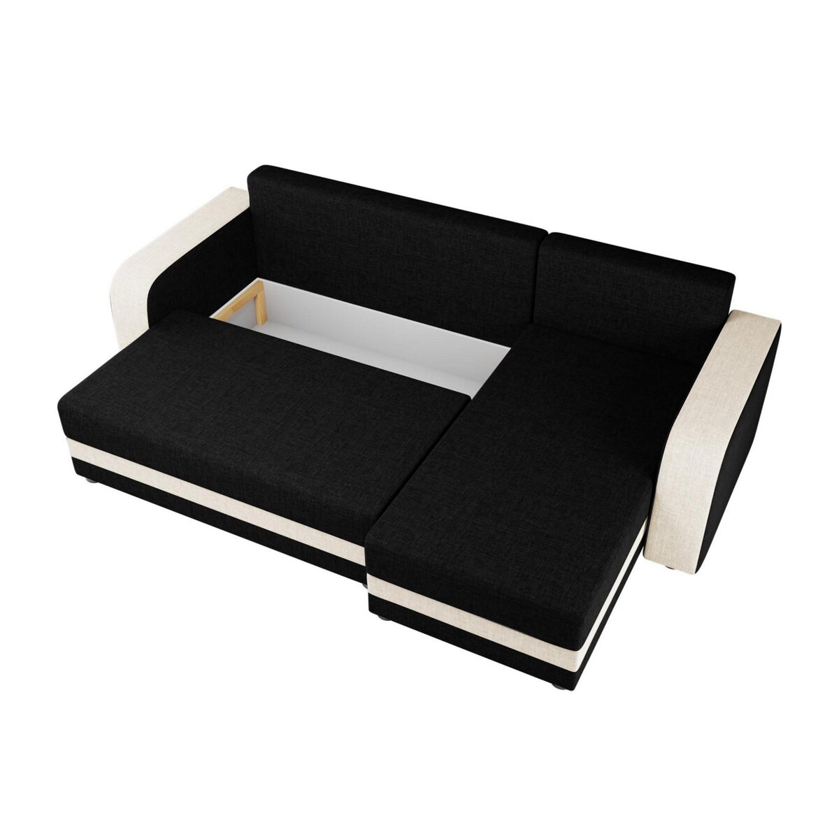 BEST MOBILIER Harvey - canapé d'angle réversible 4 places convertible avec coffre en tissu bicolore