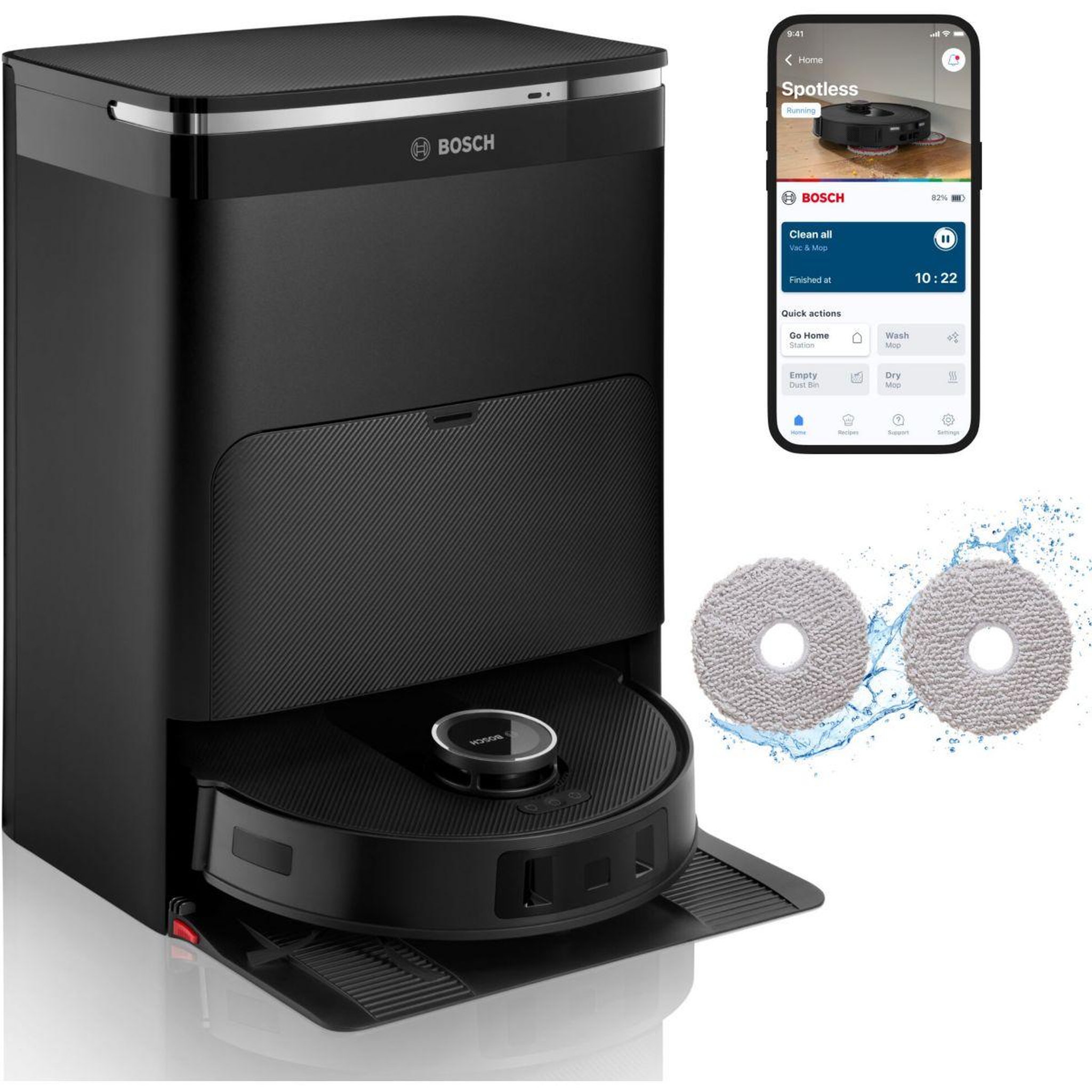 Voir la diapositive 2 : BOSCH Robot aspirateur laveur spotless max noir