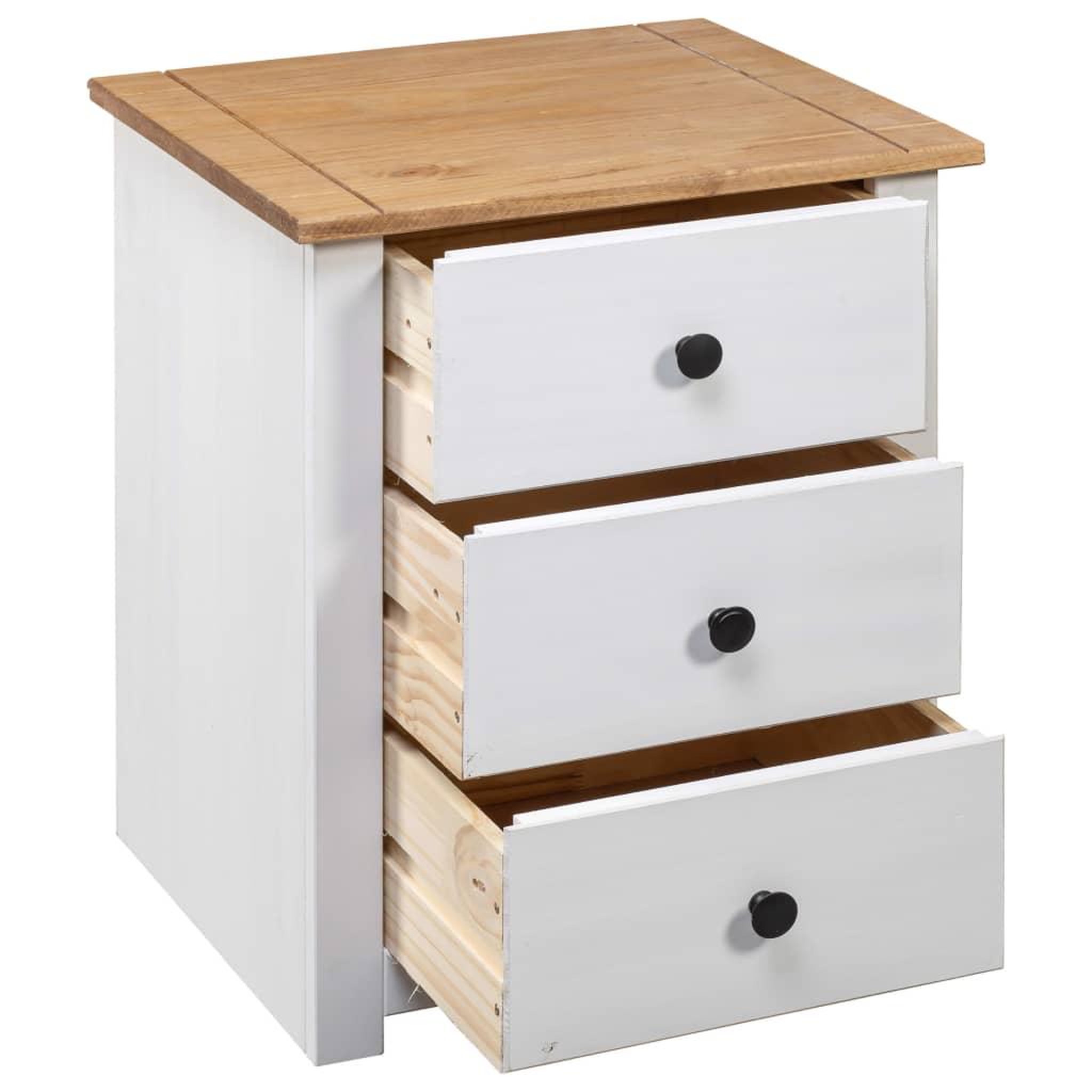 Voir la diapositive 5 : VIDAXL Table de chevet Blanc 46x40x57 cm Pin Gamme Panama