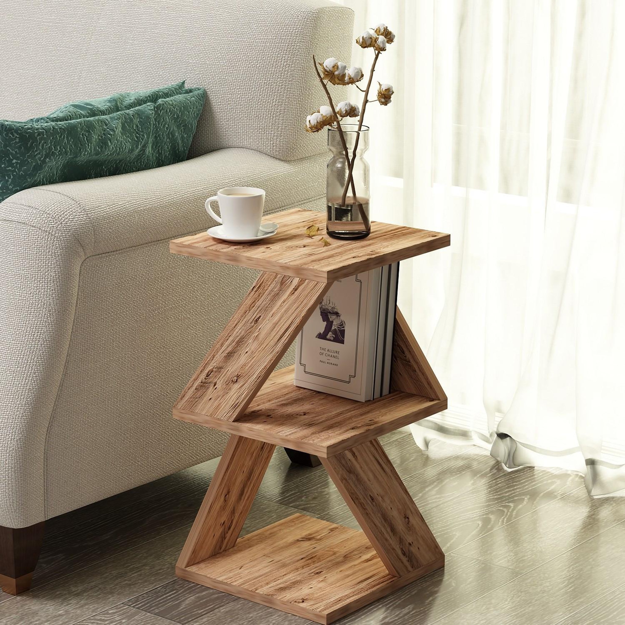Voir la diapositive 4 : Habitat et Jardin Table d'appoint en bois  albeni  - 29 x 29 x 54 cm - pin atlantique