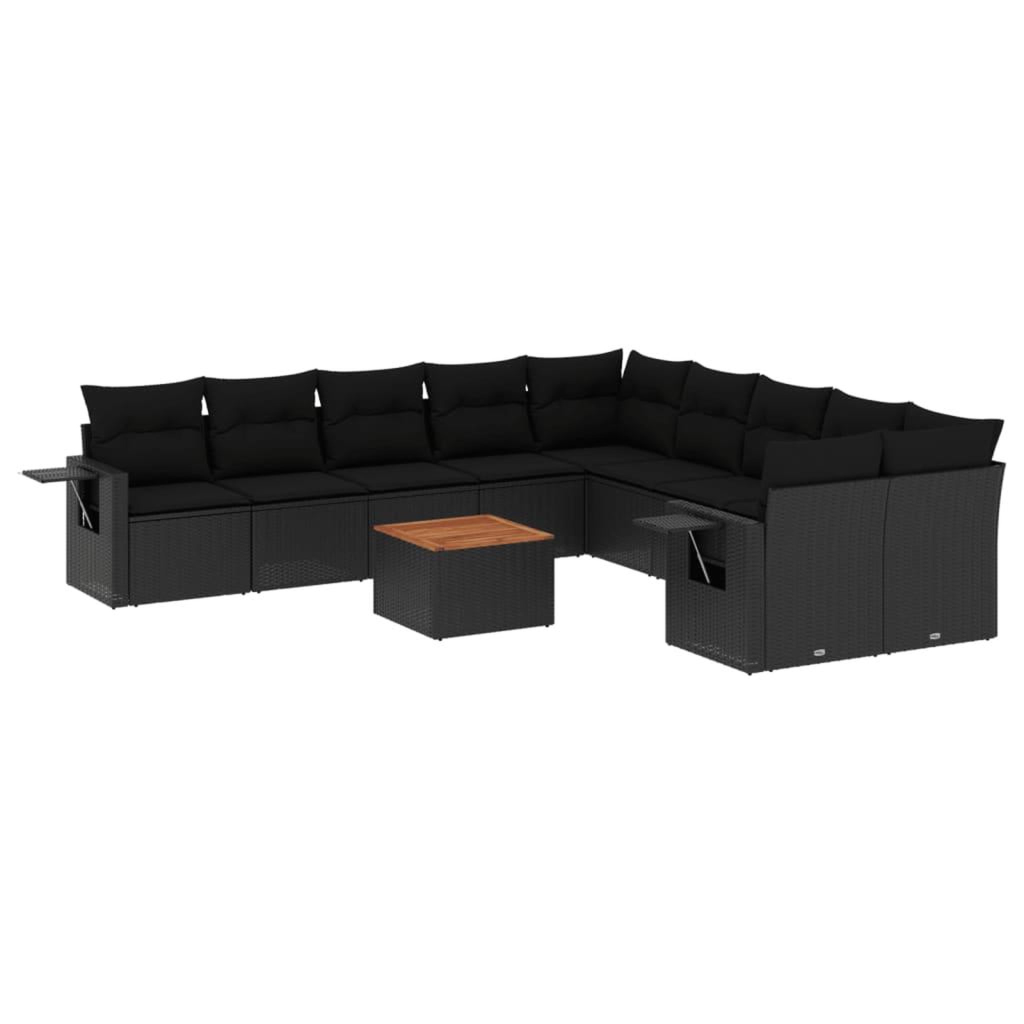 Voir la diapositive 2 : VIDAXL Salon de jardin 11 pcs avec coussins noir resine tressee