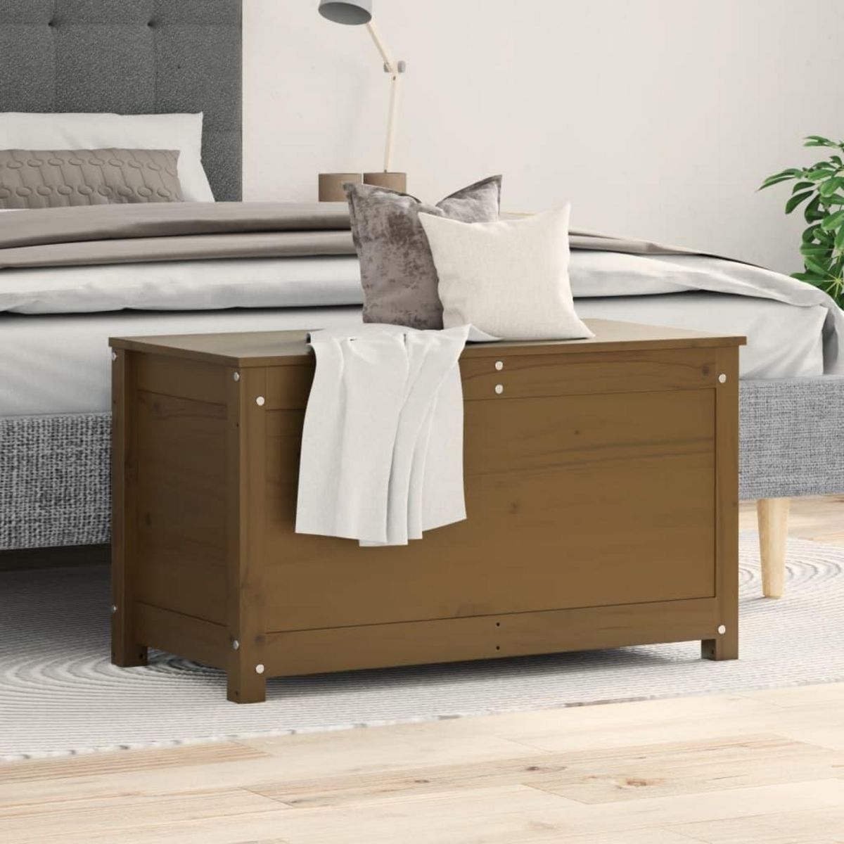 VIDAXL Boîte de rangement Marron miel 80x40x45,5 cm Bois massif de pin