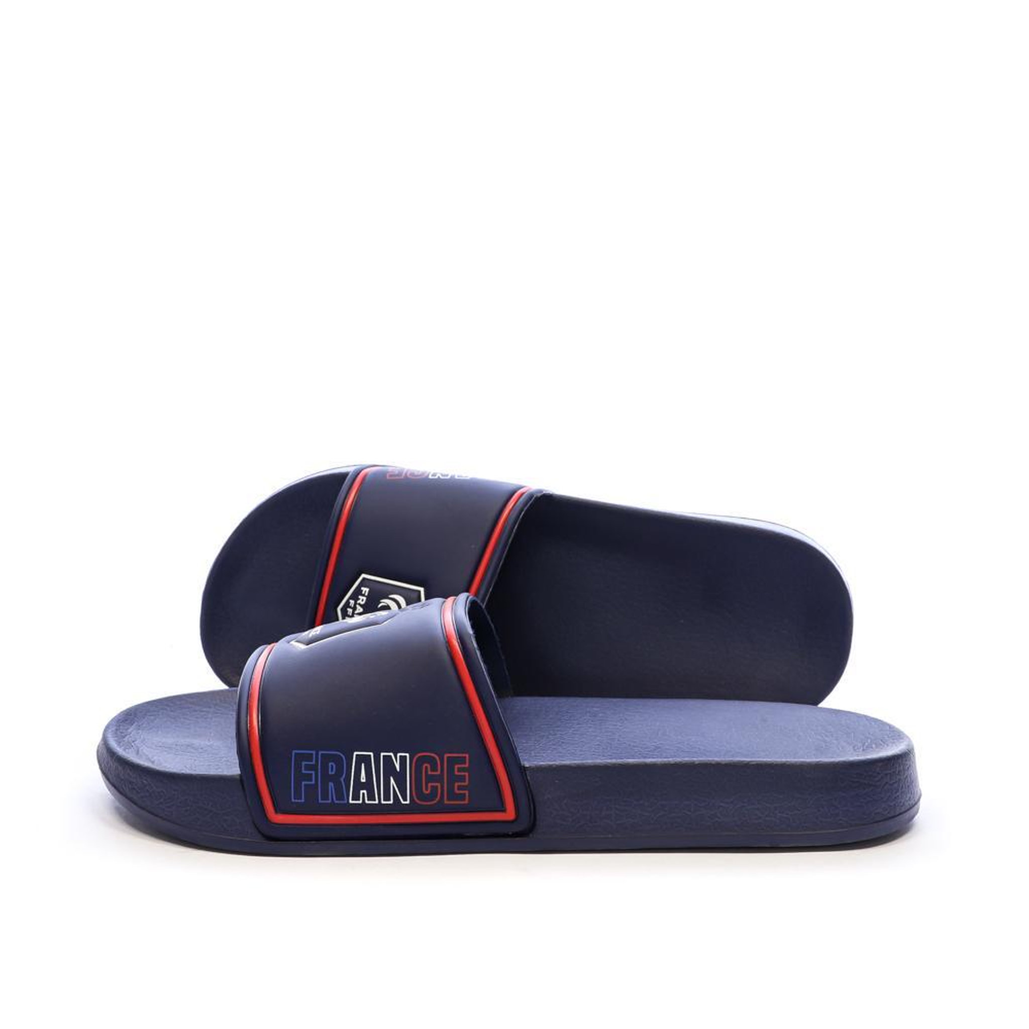 FFF Claquettes Marines/Rouges Homme FFF. Coloris disponibles : Bleu