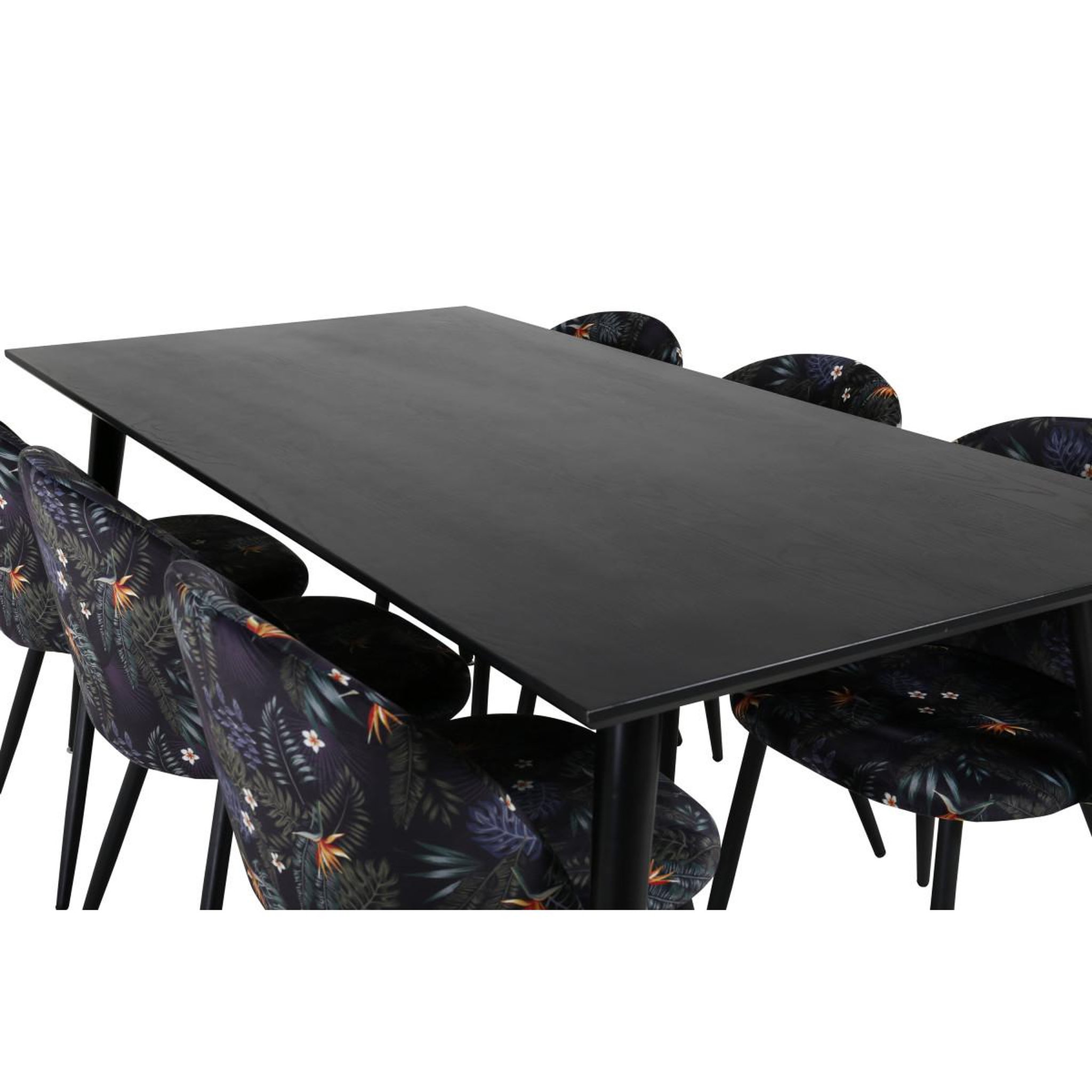 Voir la diapositive 4 : Paris Prix Ensemble table à manger & 6 chaises  dipp & velvet  180cm noir & multicolore