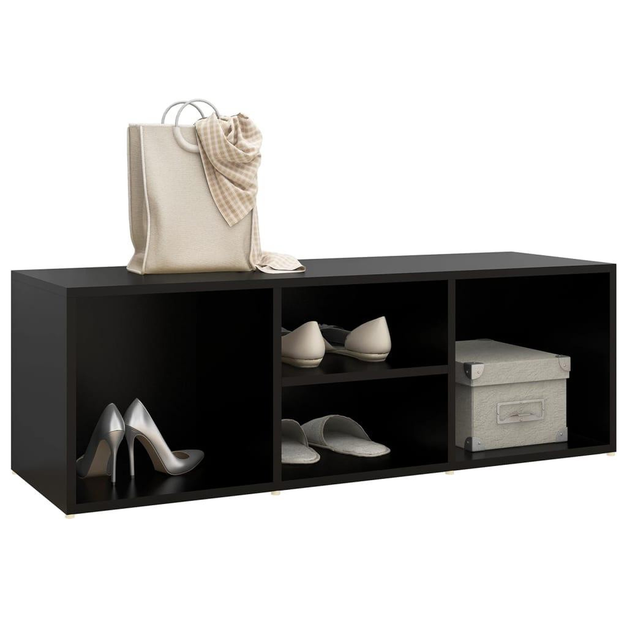 Voir la diapositive 3 : VIDAXL Banc a chaussures Noir 105x35x35 cm Agglomere