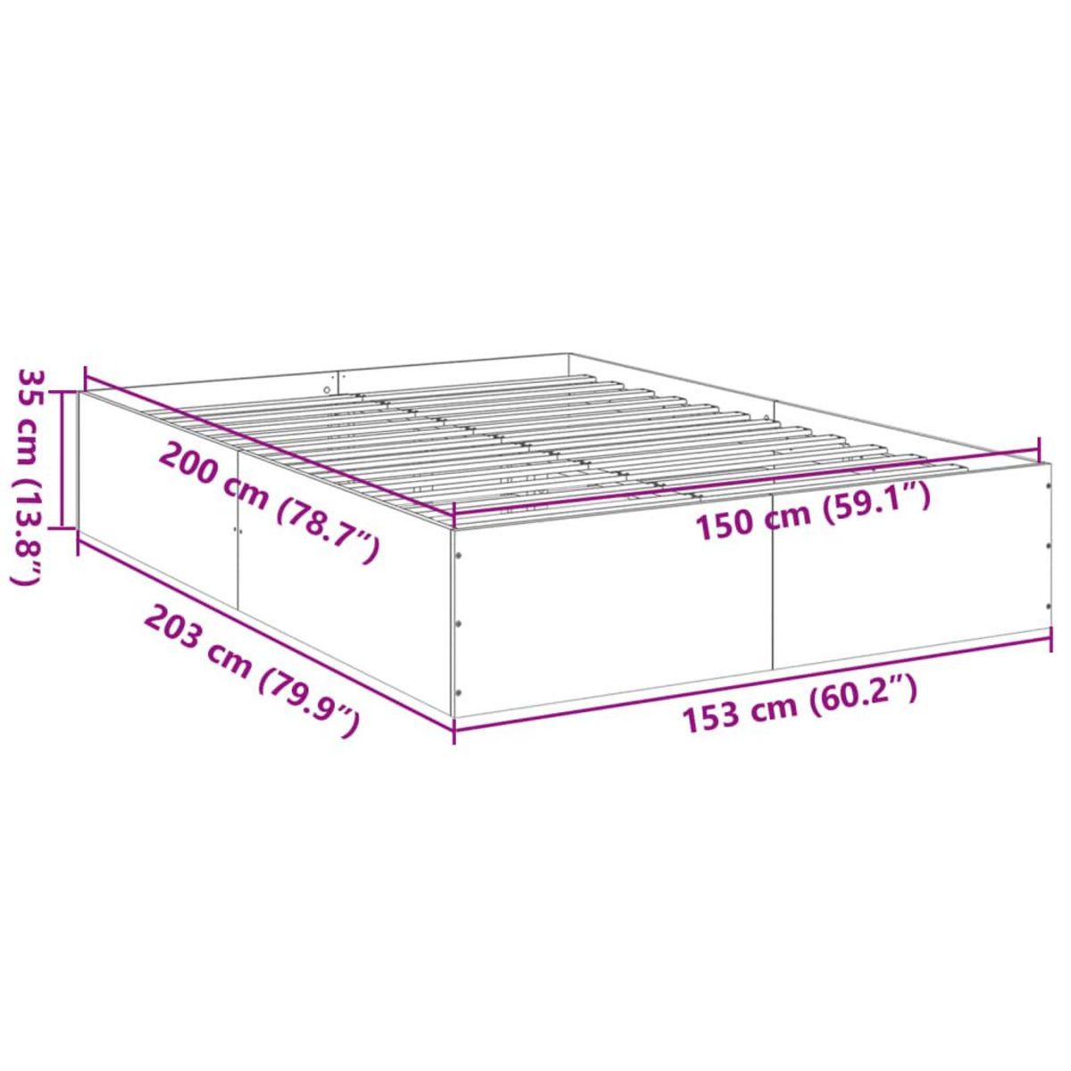 VIDAXL Cadre de lit sans matelas chene sonoma 150x200 cm