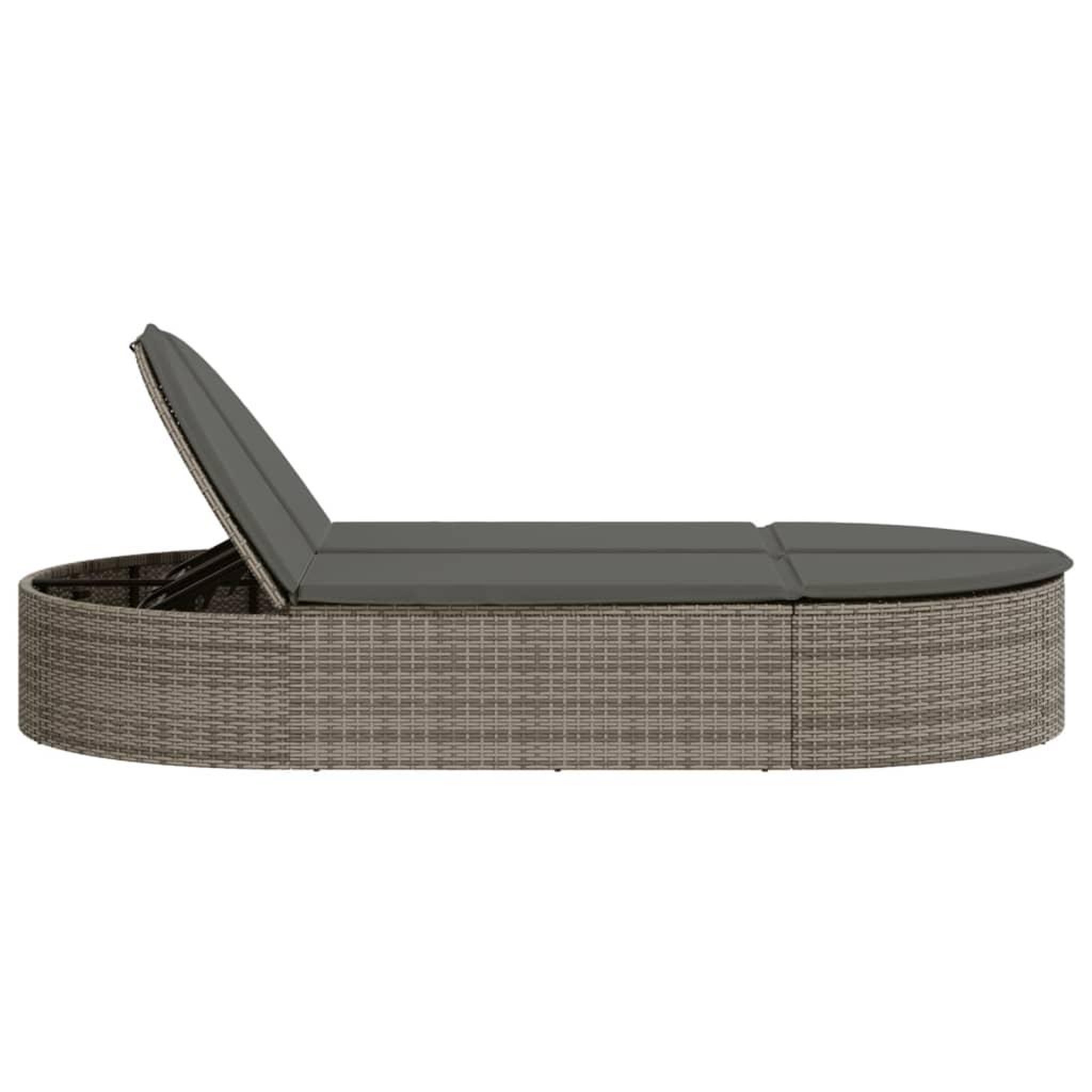 Voir la diapositive 4 : VIDAXL Chaise longue double avec coussins gris resine tressee