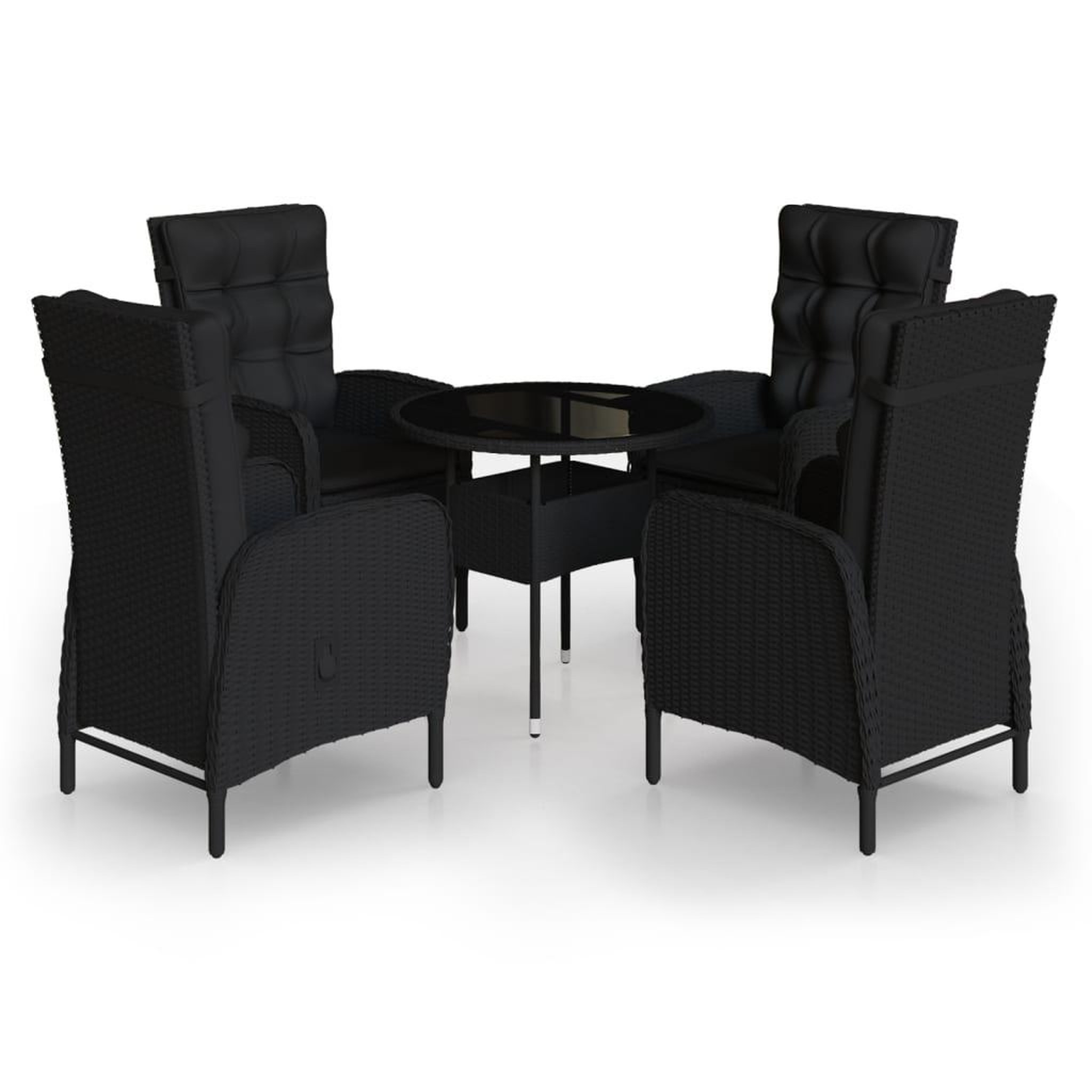 Voir la diapositive 2 : VIDAXL Ensemble de bistro de jardin 5 pcs Resine tressee Noir